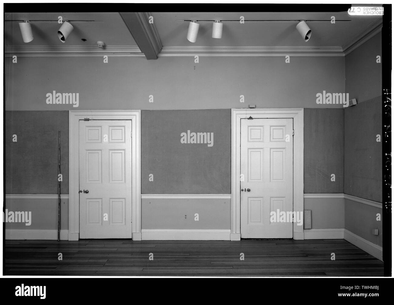 Secondo piano, sala ovest, 208 Parete Est, lato destro, con la scala. - Octagon House, 1799 (1741) New York Avenue, Northwest, Washington, Distretto di Columbia, DC Foto Stock