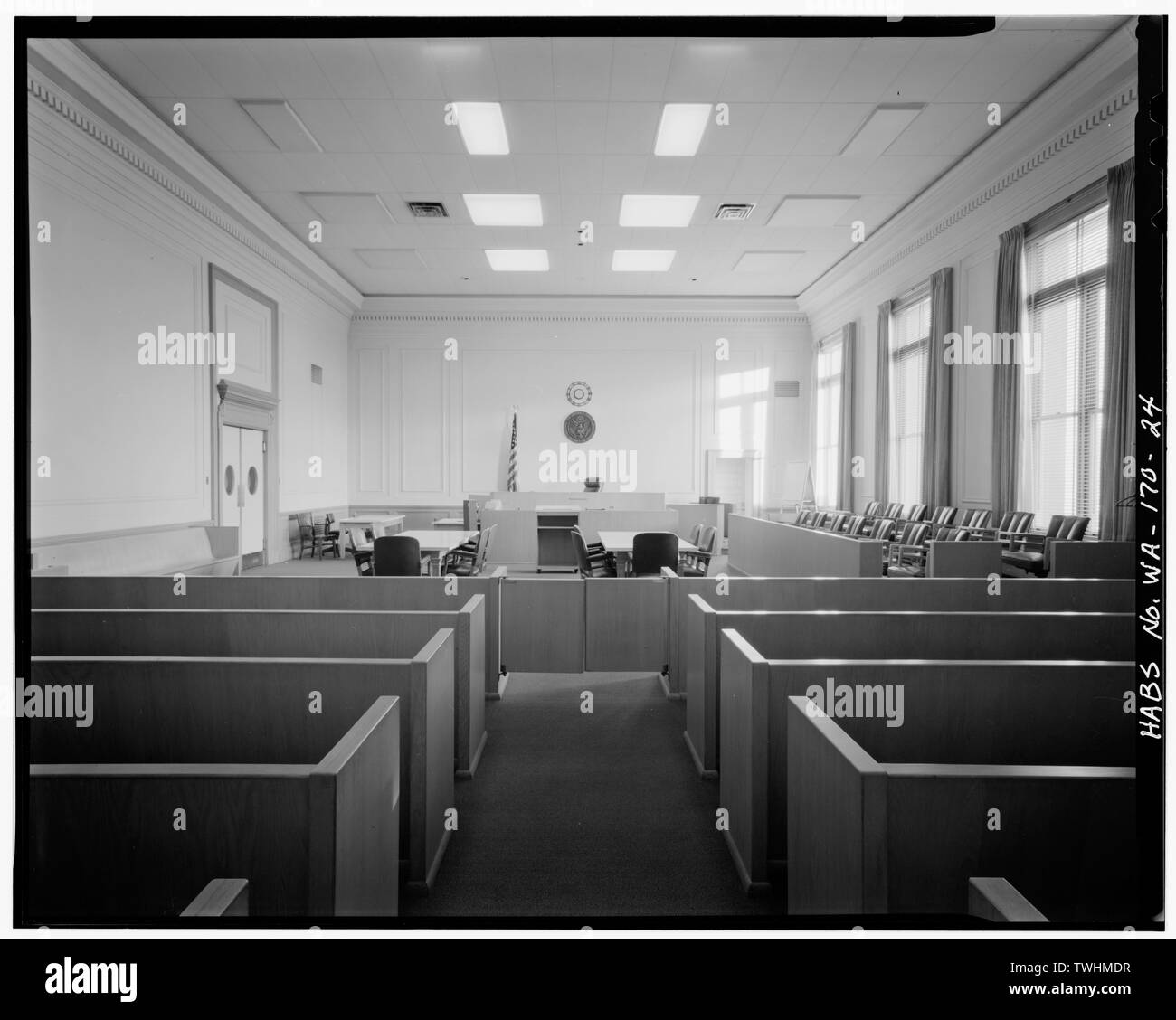 Secondo piano - aule di tribunale federale, guardando a Nord - U. S. Post Office e il Palazzo di Giustizia, 25 South Third Street, Yakima, Yakima County, WA Foto Stock