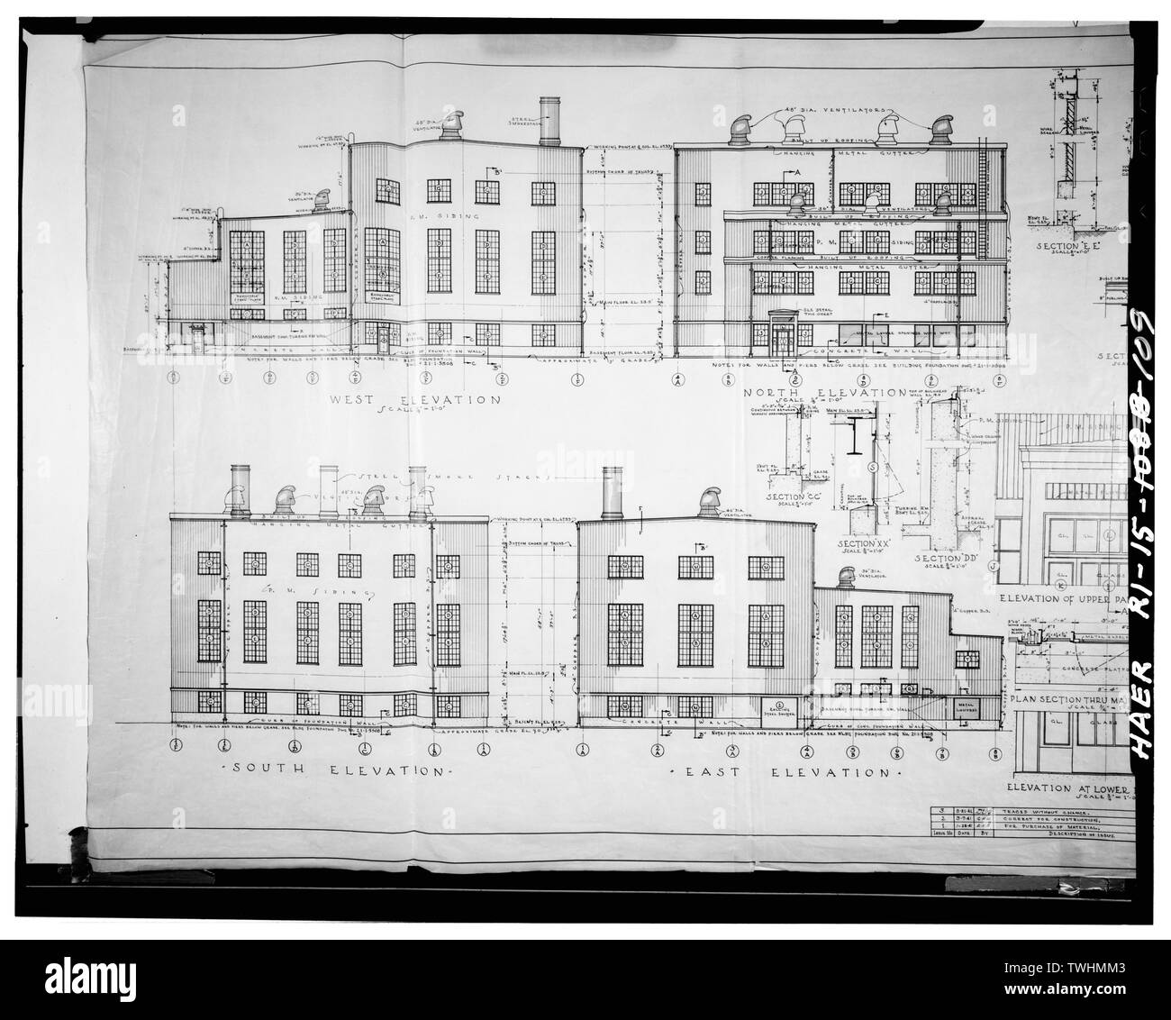 Seconda metà del disegno (Vedere la didascalia per RI-15-108) - punto Quonset Naval Air Station, Roger Williams modo, North Kingstown, Washington County, RI; Albert Kahn,incorporato; George A Fuller Company; Merritt-Chapman e Scott Corporation Foto Stock