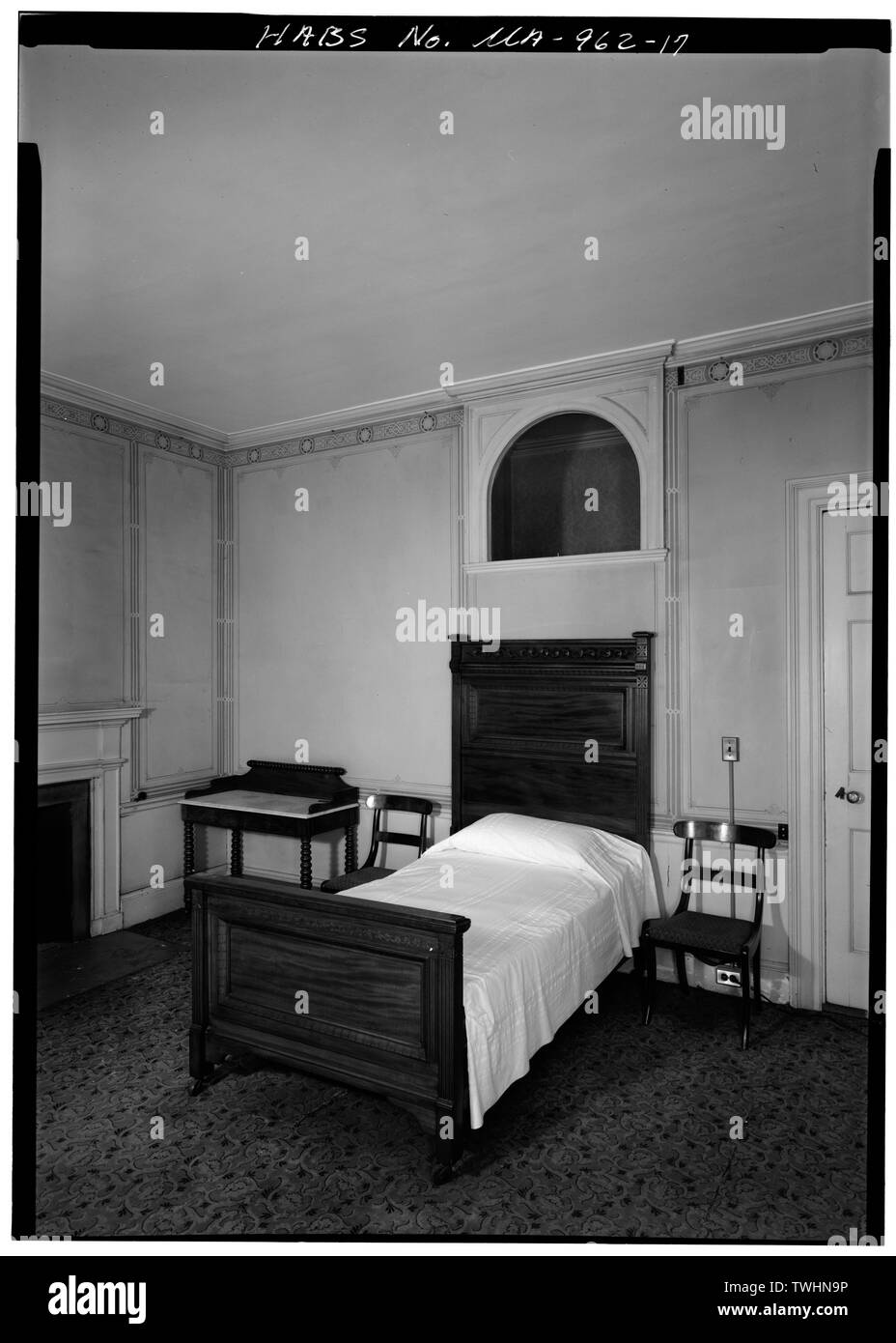 Camera da letto secondaria - Harrison Otis Gray Casa (seconda), 85 Mount Vernon Street, Boston, contea di Suffolk, MA; Bulfinch, Charles Foto Stock
