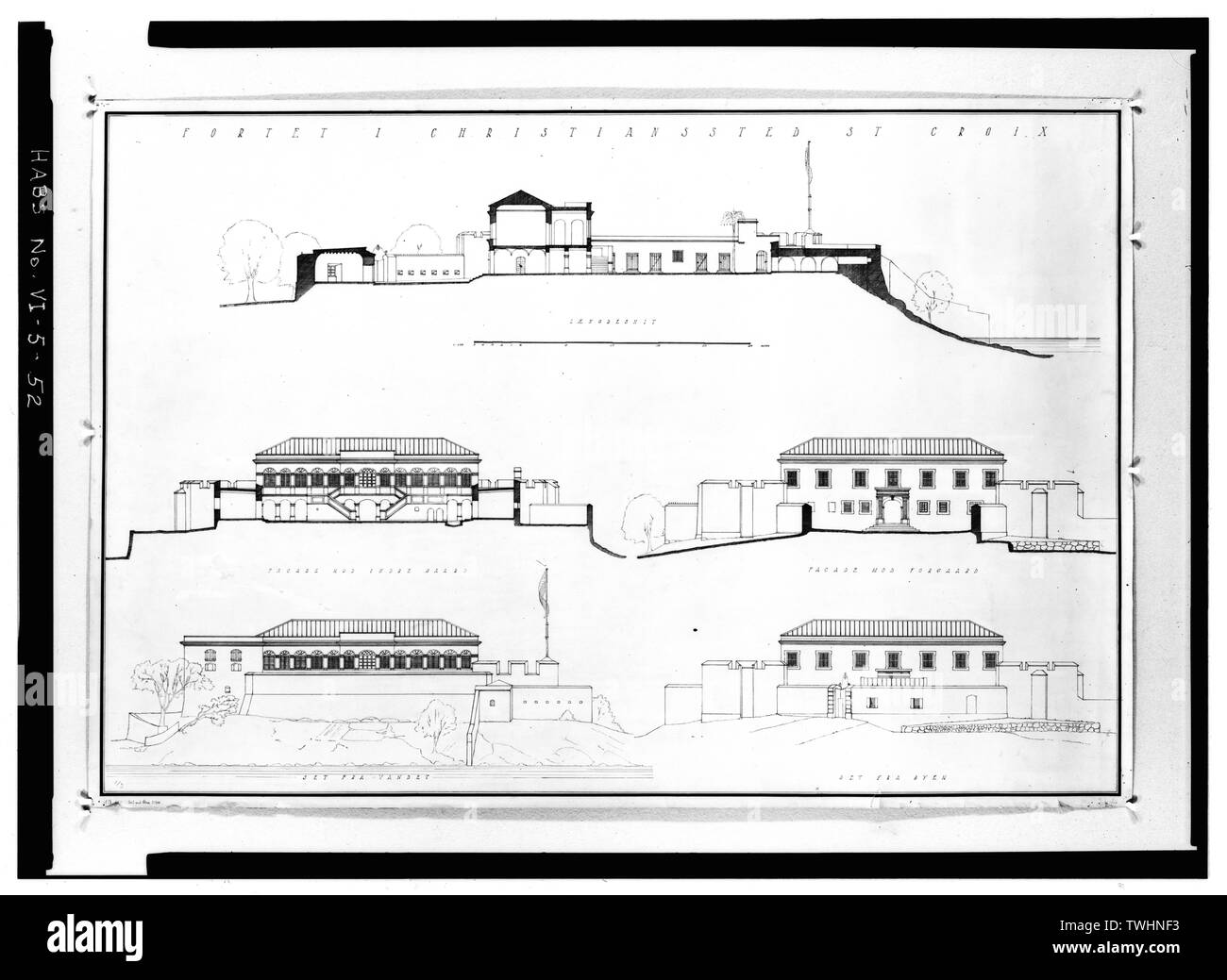 Sezione E PROSPETTI DI FORT - Fort Christiansvaern, Azienda Strada vicinanze, Christiansted, St. Croix, VI; Danish West India e Guinea Società; Tarma Frederik; Schopen, John Wilhelm; von Rohr, Julius; Hanson, Fred, delineatore; Penry, Neil, delineatore; Everett, J M, delineatore; Rogers, un delineatore; Macoige, F, delineatore; Boucher, Jack e del fotografo; Gjessing, Frederik C, storico Foto Stock