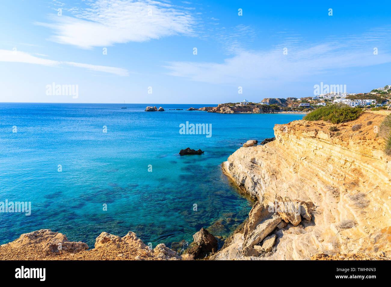 Affascinanti scogliere e il mare della costa Karpathos Island, Grecia Foto Stock