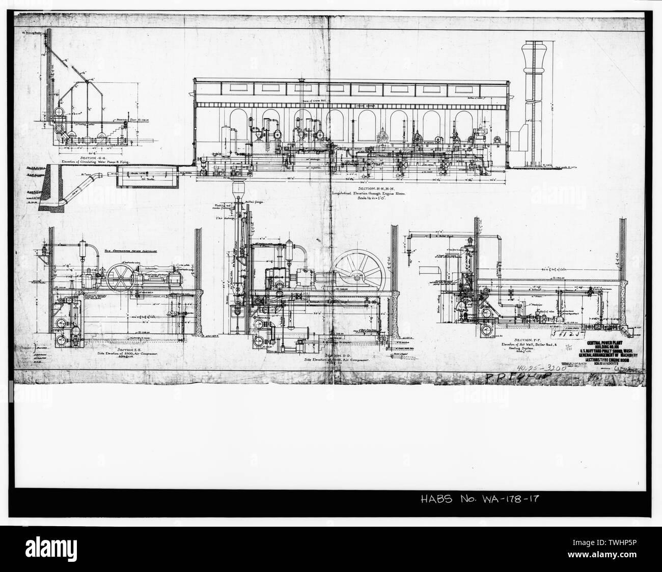 Sezioni, mostra macchine - potere centrale stazione, Puget Sound Naval Shipyard, Bremerton, Kitsap County, WA Foto Stock