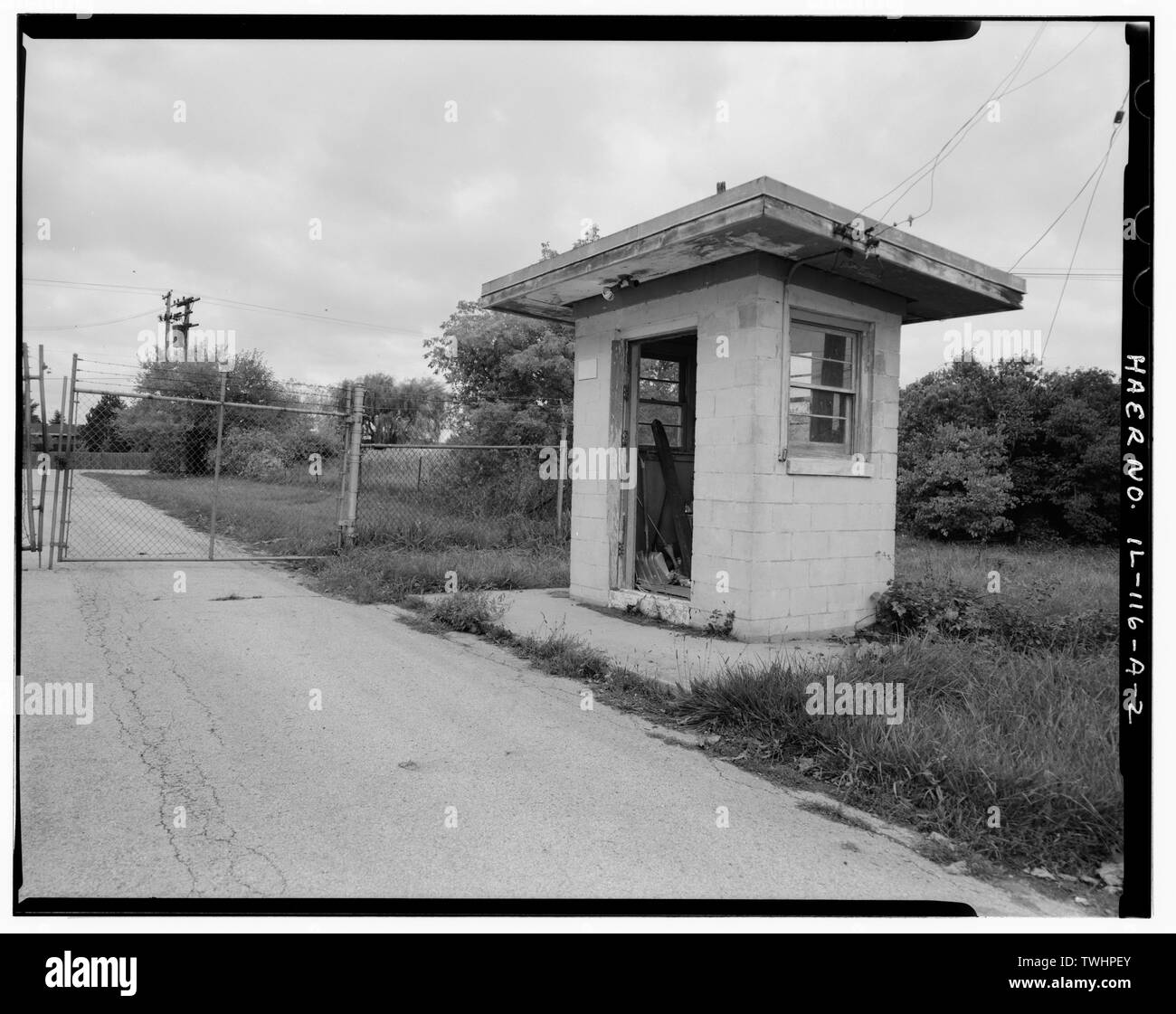 SENTRY Guardiola, lati anteriore e destro, guardando a nord-est. - NIKE Missile Base C-84, sentinella casa di guardia, Quentin strada in ingresso alla base, Barrington, Contea di Cook, il Foto Stock