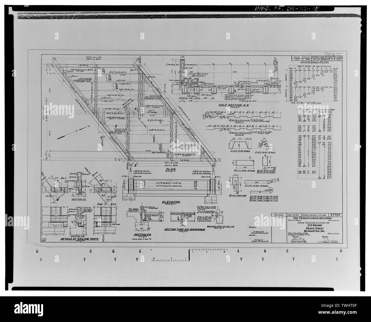 Foglio 9 - Heald Street Bridge Spanning Conrail ferrovia sulla South Heald Street (U.S. Route 13), Wilmington, New Castle County, DE Foto Stock