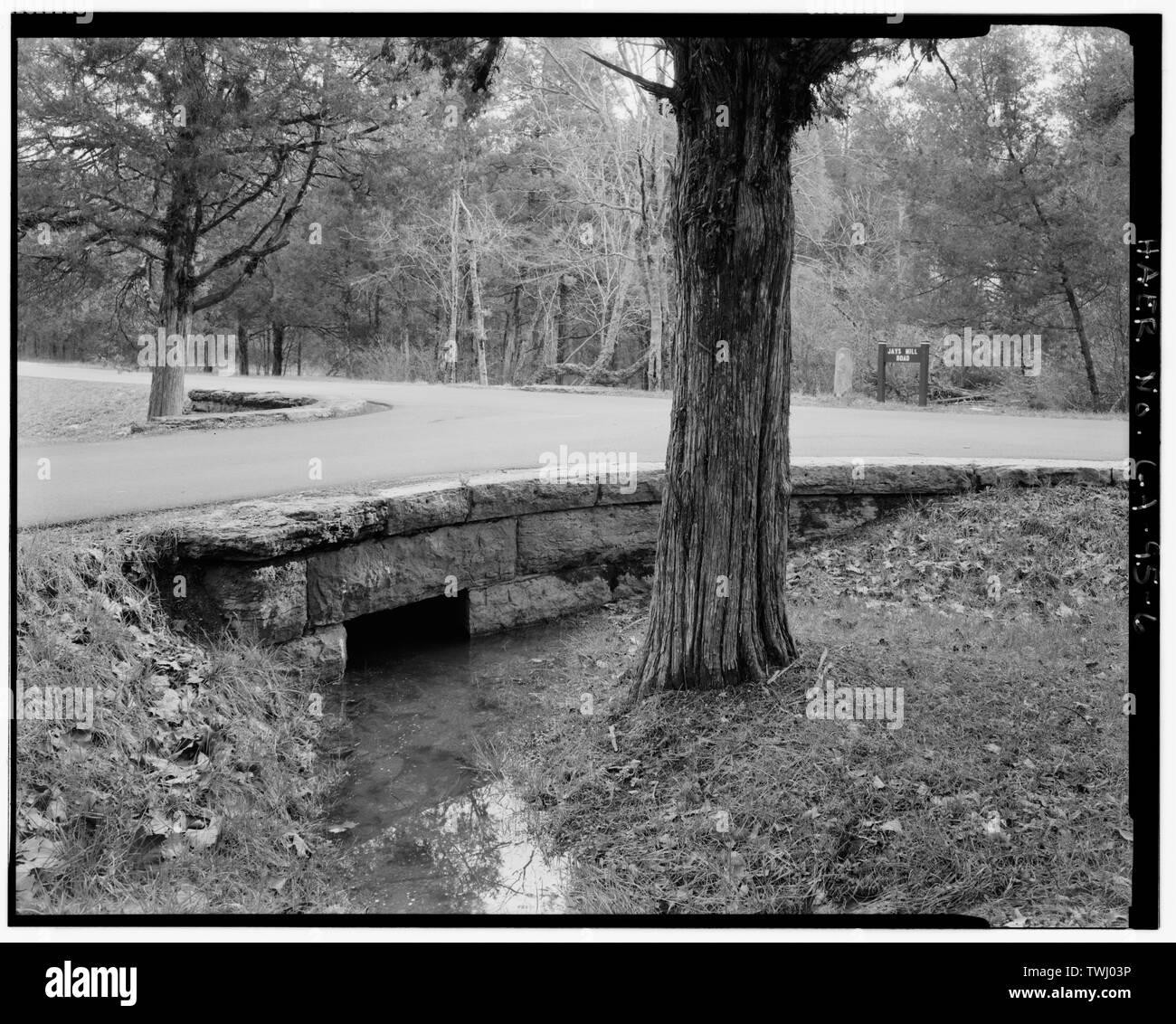 Singolo canale sotterraneo a intersezione JAY MULINO E BROTHERTON STRADE, visualizzare ENE - Chickamauga National Military Park Tour strade, Fort Oglethorpe, Catoosa County, GA Foto Stock
