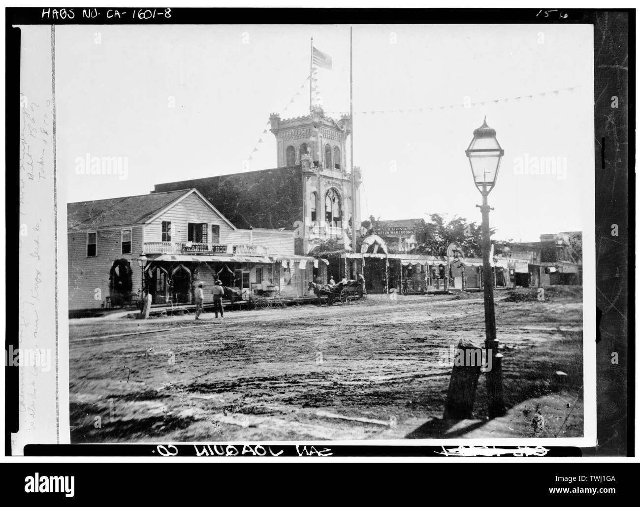 San Joaquin Firehouse, presa ca. 1870 - Stockton, vista storico, Stockton, San Joaquin County, CA Foto Stock