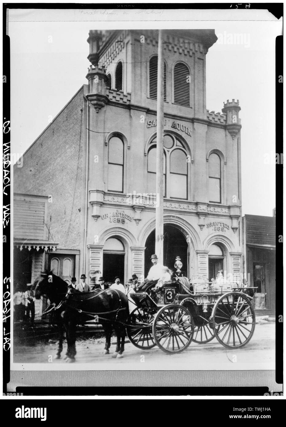 San Joaquin Firehouse, presa ca. 1880 - Stockton, vista storico, Stockton, San Joaquin County, CA Foto Stock