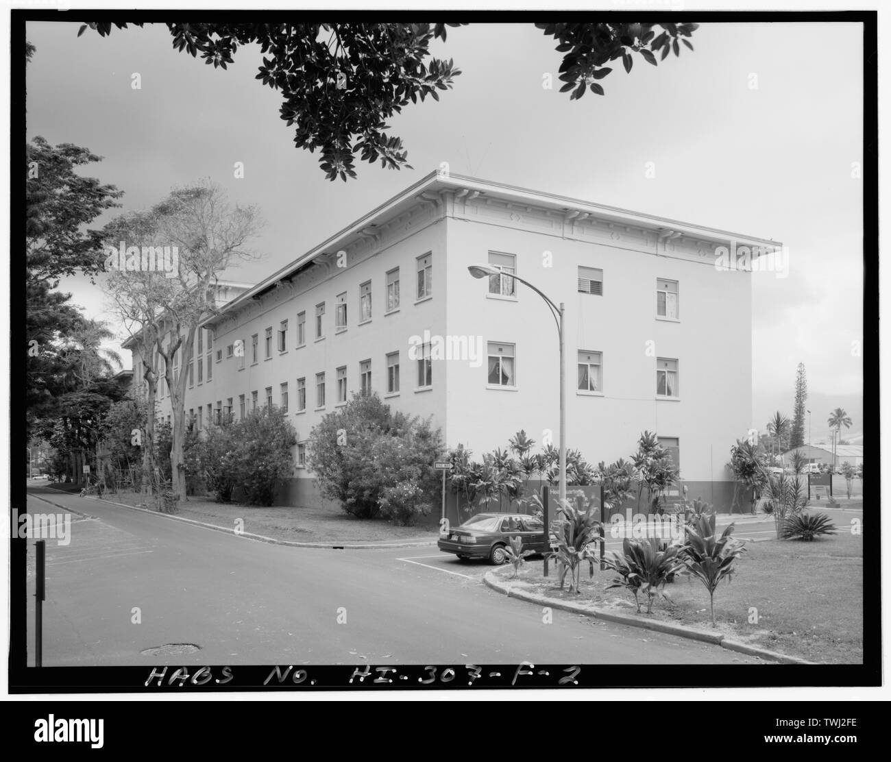 - Schofield caserma militare prenotazione, un quadrangolo I amministrazione edificio, Williston Avenue tra Wright-Smith e Reilly viali, Wahiawa, Honolulu County, HI Foto Stock