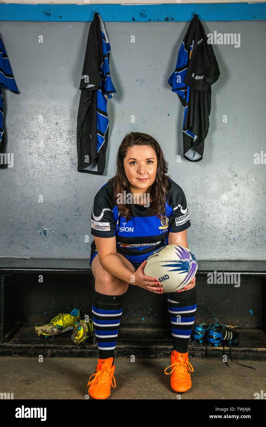 Femmina giocatore di rugby foto Copyright Chris Watt Tel - 07887 554 193 info@chriswatt.com www.chriswatt.com Foto Stock