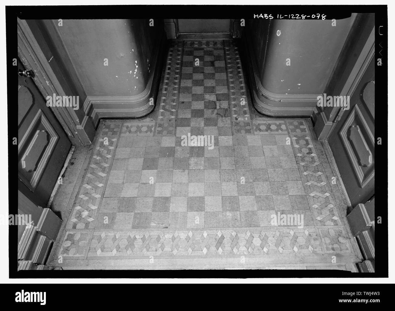 Al secondo piano con due figlia della stanza del corridoio, parquet - Hegeler Carus Mansion, 1307 Seventh Street, La Salle La Salle County, IL Foto Stock