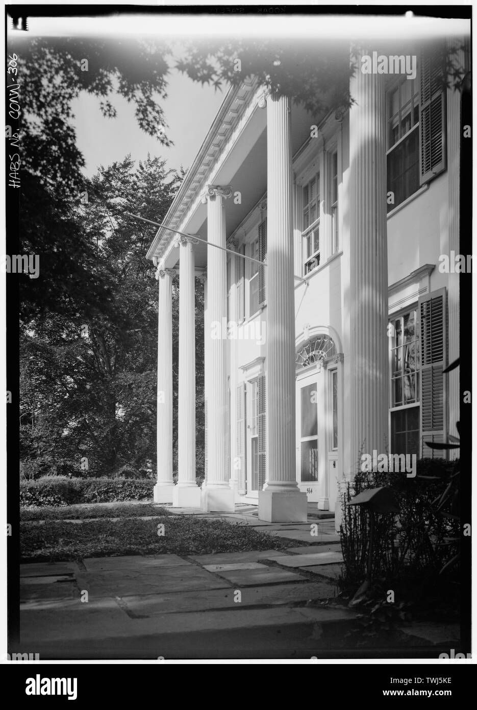 Settembre 1966 DETTAGLIO SUD (anteriore) della facciata - Charles Perry House, 564 Harbour Road, Southport, Fairfield County, CT Foto Stock