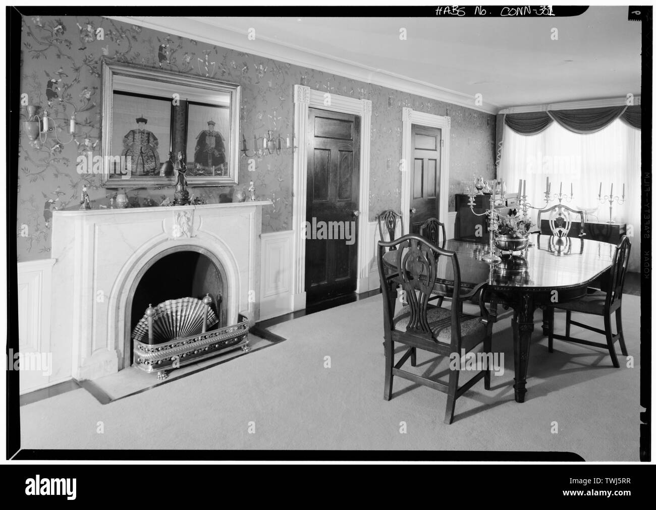 Settembre 1966 VISTA GENERALE DELLA SALA DA PRANZO - Capitano William Webb Wakeman House, 478 Harbour Road (ex 137 Rose Hill Road), Southport, Fairfield County, CT Foto Stock