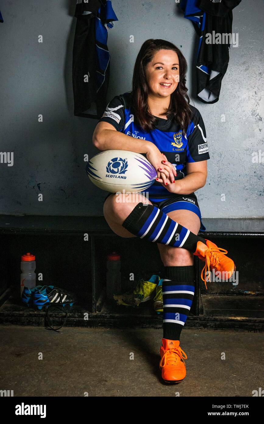 Femmina giocatore di rugby foto Copyright Chris Watt Tel - 07887 554 193 info@chriswatt.com www.chriswatt.com Foto Stock