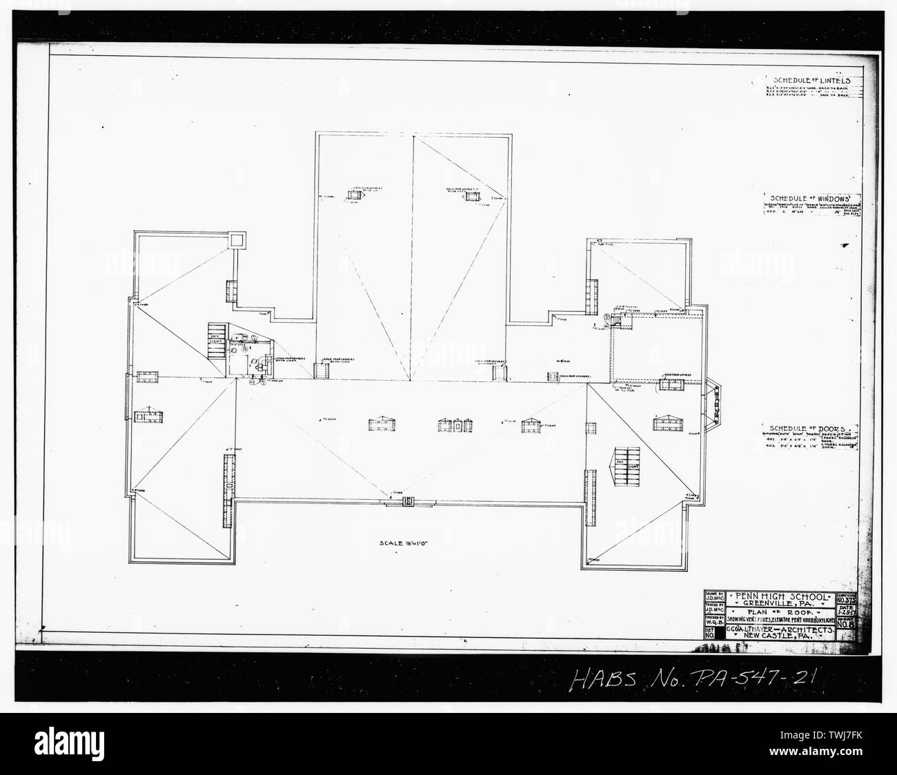 Foglio 8 - PIANO DEL TETTO - Penn High School, Penn Avenue alla strada principale, Greenville, Mercer County, PA Foto Stock