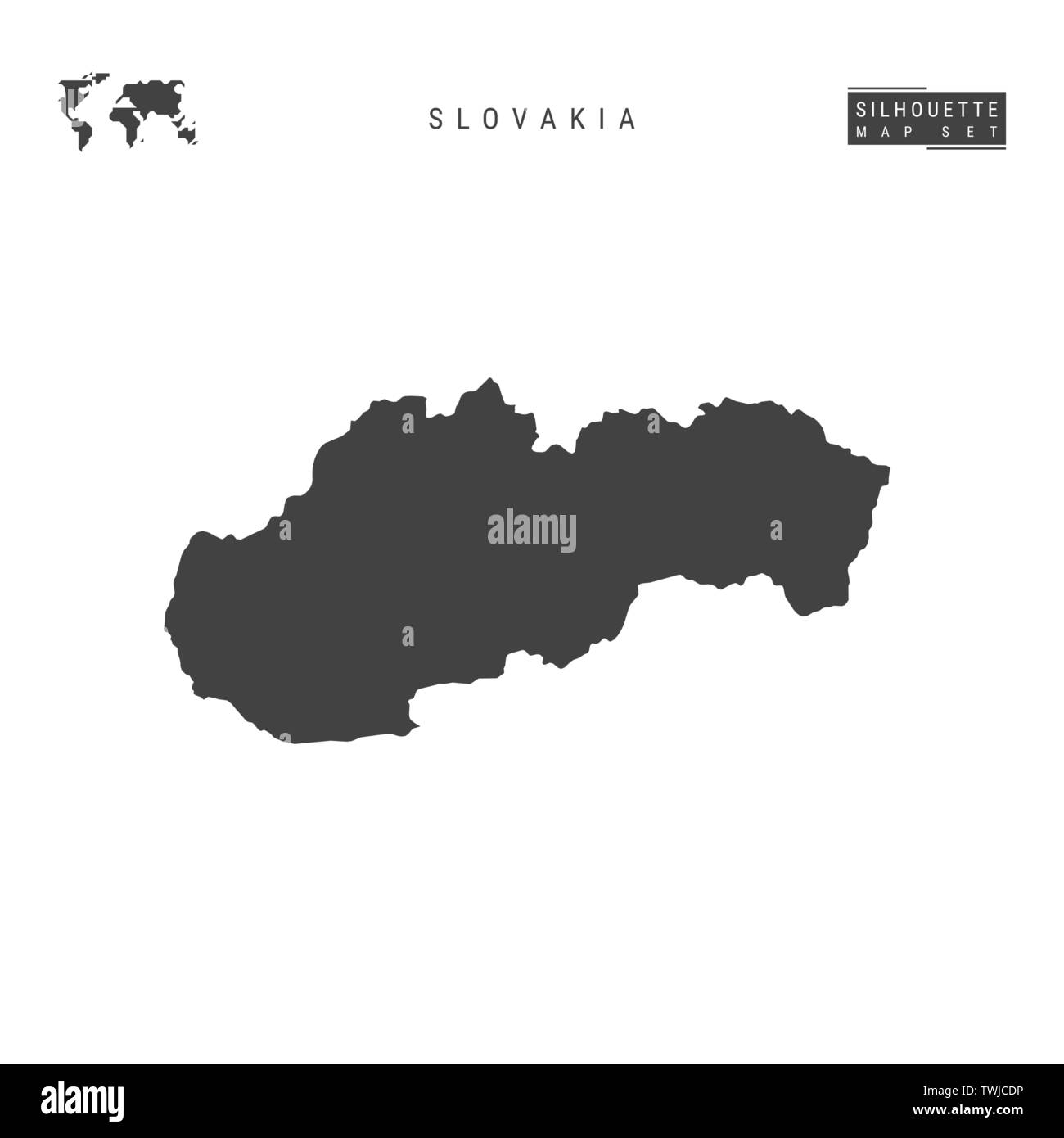 La Slovacchia vuoto mappa vettore isolato su sfondo bianco. High-Detailed silhouette nera Mappa della Slovacchia. Illustrazione Vettoriale