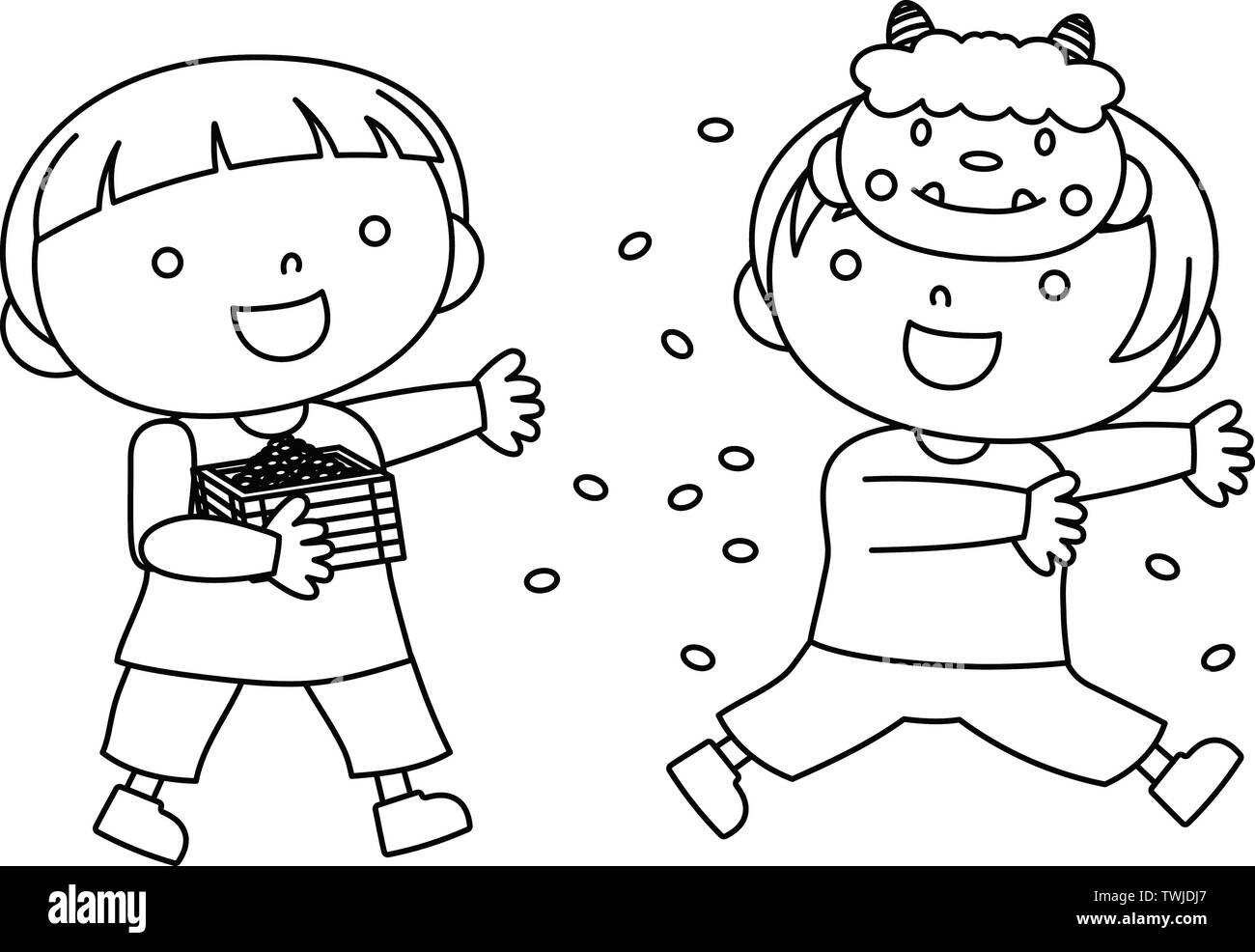 Questa è una illustrazione di un bambino che scattering fagioli arida Illustrazione Vettoriale