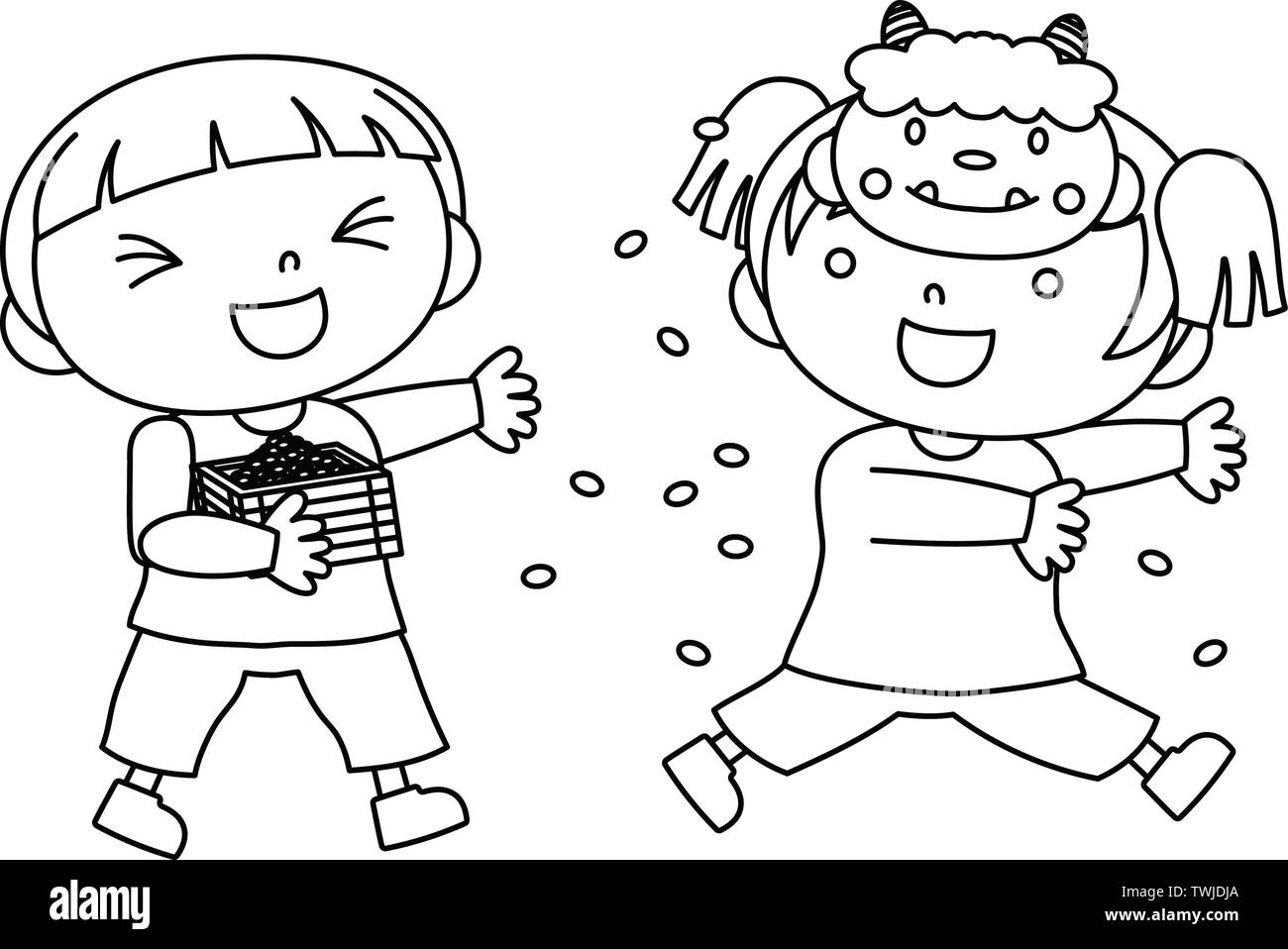Questa è una illustrazione di un bambino che scattering fagioli arida Illustrazione Vettoriale