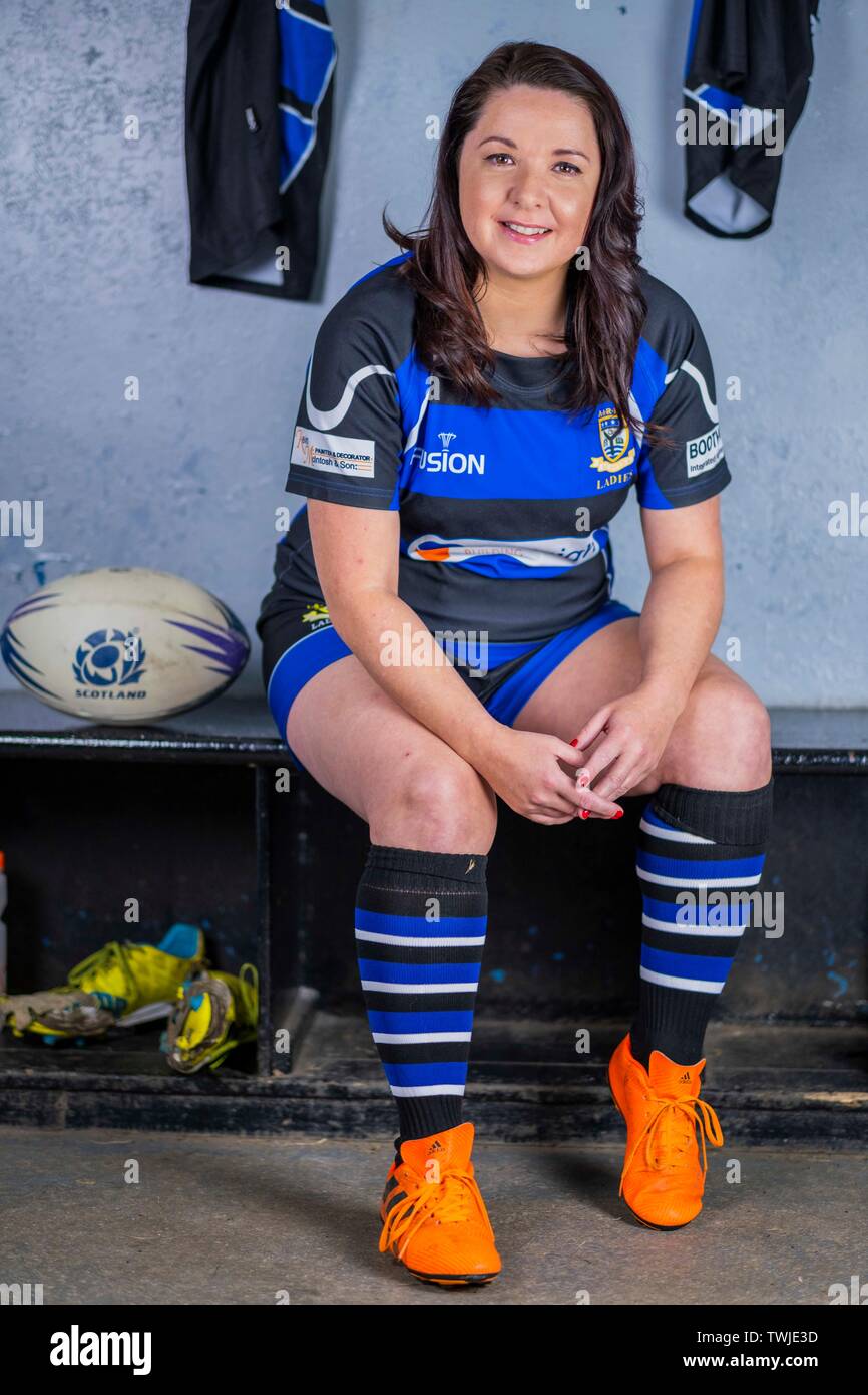 Femmina giocatore di rugby foto Copyright Chris Watt Tel - 07887 554 193 info@chriswatt.com www.chriswatt.com Foto Stock