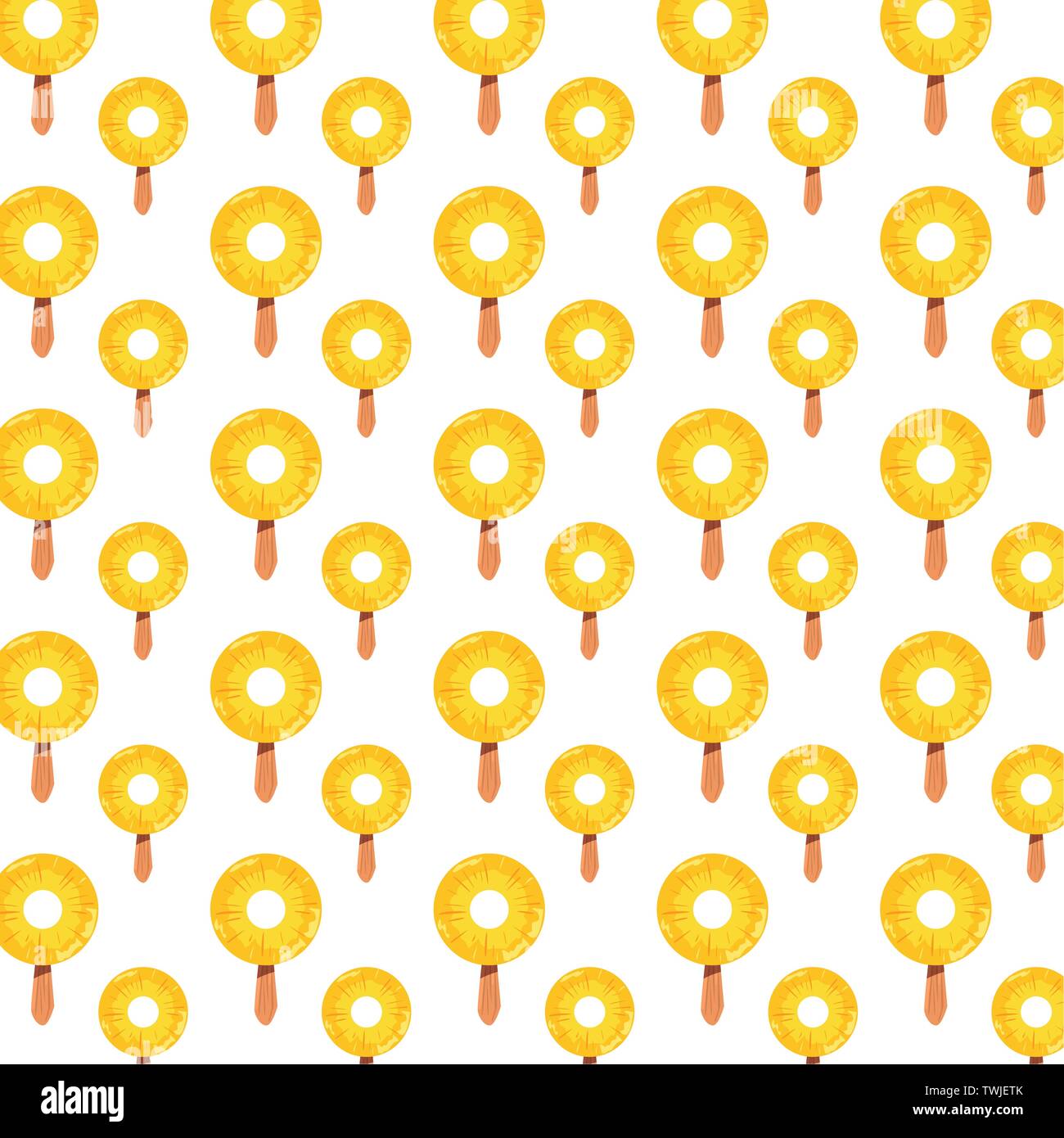 Sfondo freddo popsicles ananassi freschi fette illustrazione vettoriale Illustrazione Vettoriale