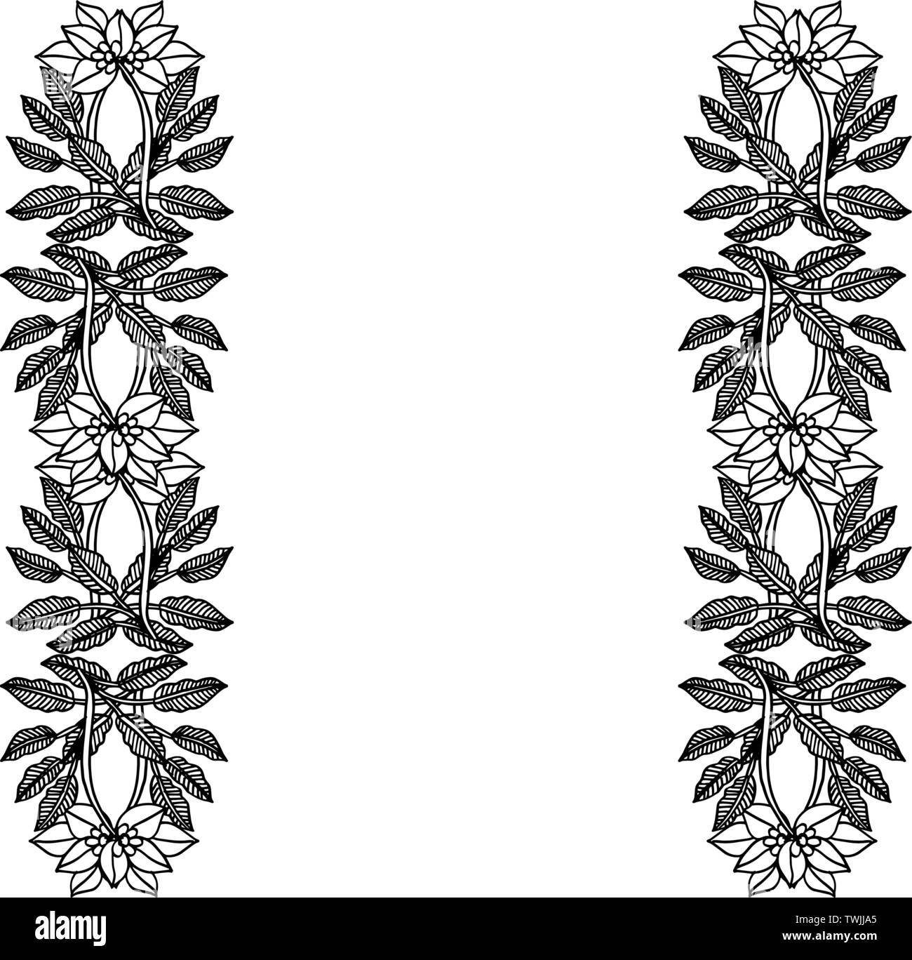 Illustrazione Vettoriale tecnica di decorazione con disegno elegante cornice di fiori disegnati a mano Immagine e Vettoriale - Alamy