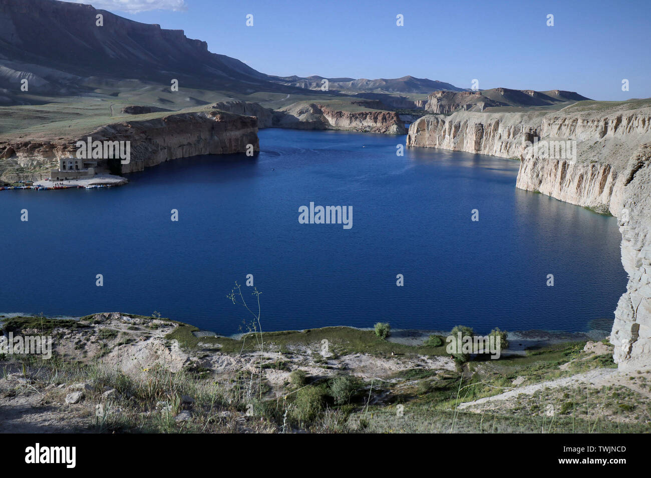 Bamyan. 19 giugno 2019. Foto scattata a giugno 19, 2019 mostra la band-e-Amir lago nella provincia di Mazar-i-Sharif, Afghanistan centrale. Credito: Noor Azizi/Xinhua/Alamy Live News Foto Stock