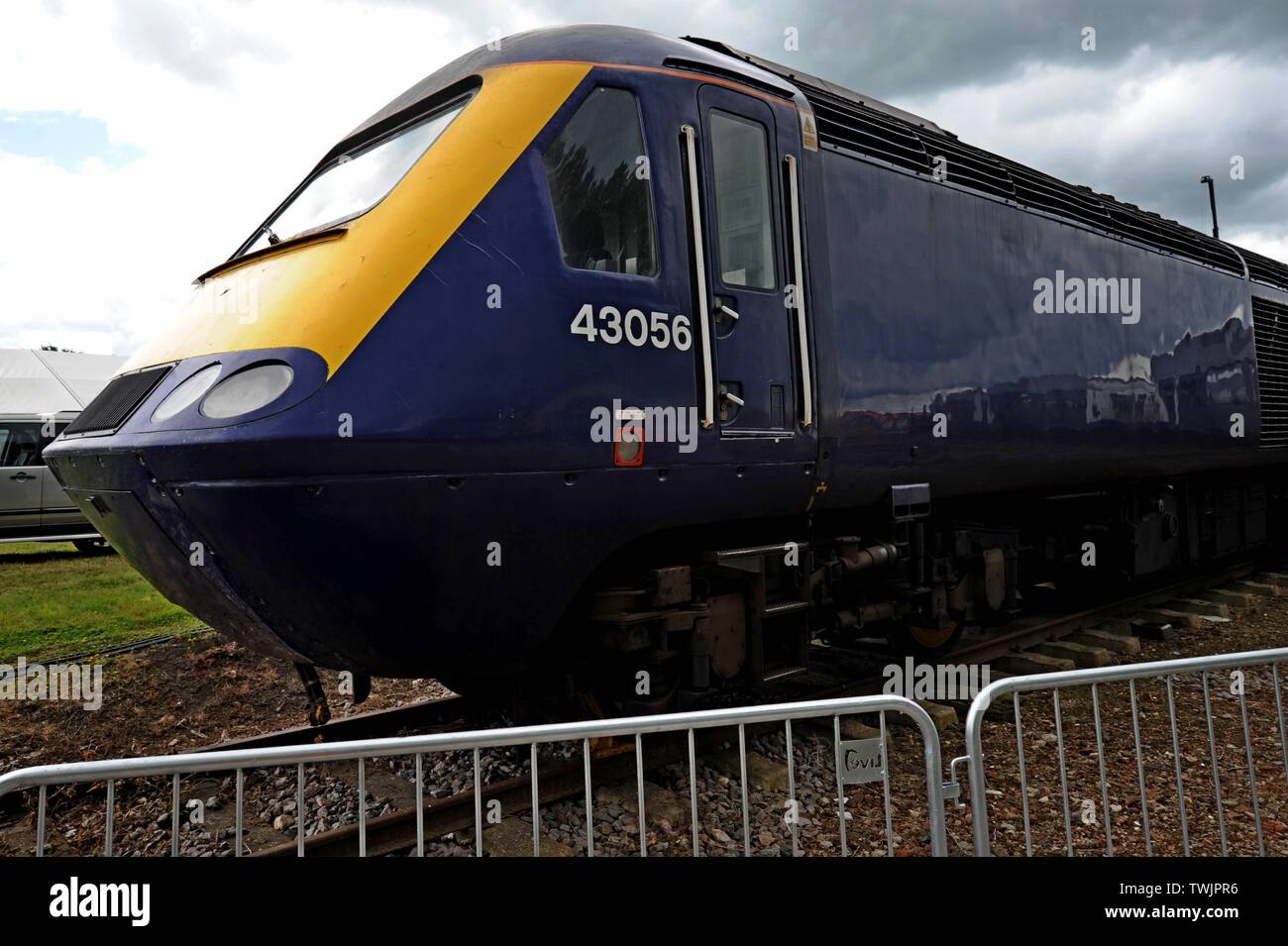 Una ridondante HST Classe 42 Treno ad alta velocità 43056 in stoccaggio a lungo Marston railway storage center, Warwickshire. Xx Giugno 2019 Foto Stock