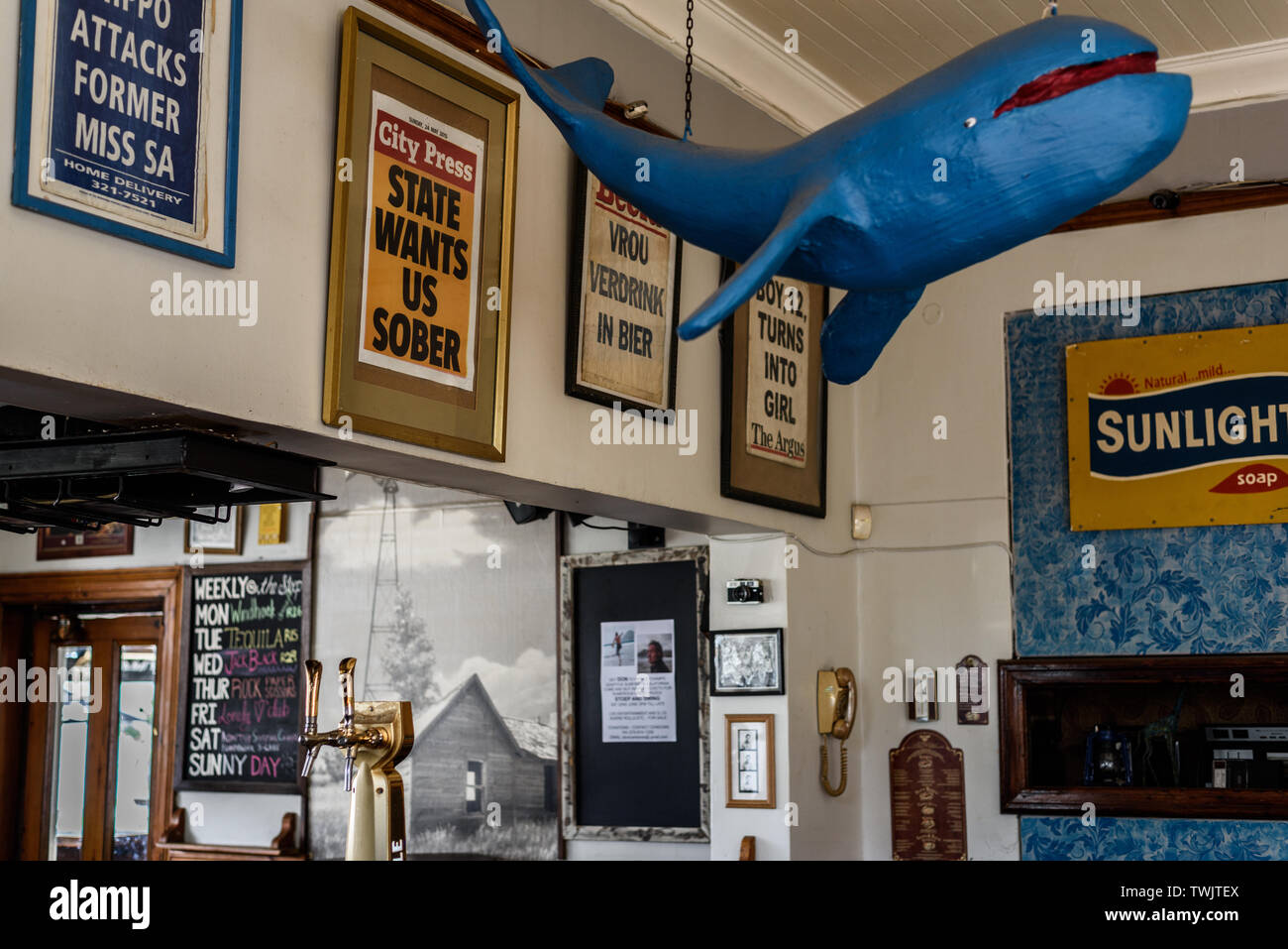 Il decor presso il bar del Glencairn Hotel sulla Penisola del Capo in Sudafrica la provincia del Capo occidentale Foto Stock