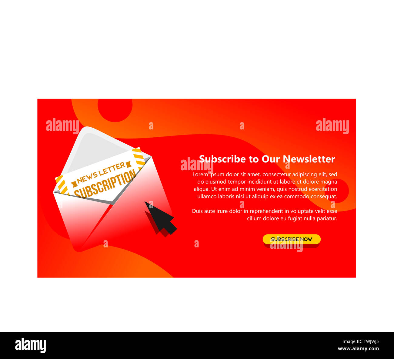 Iscriviti alla nostra newsletter di posta elettronica fluido abbonamento dinamic banner web immagine Foto Stock