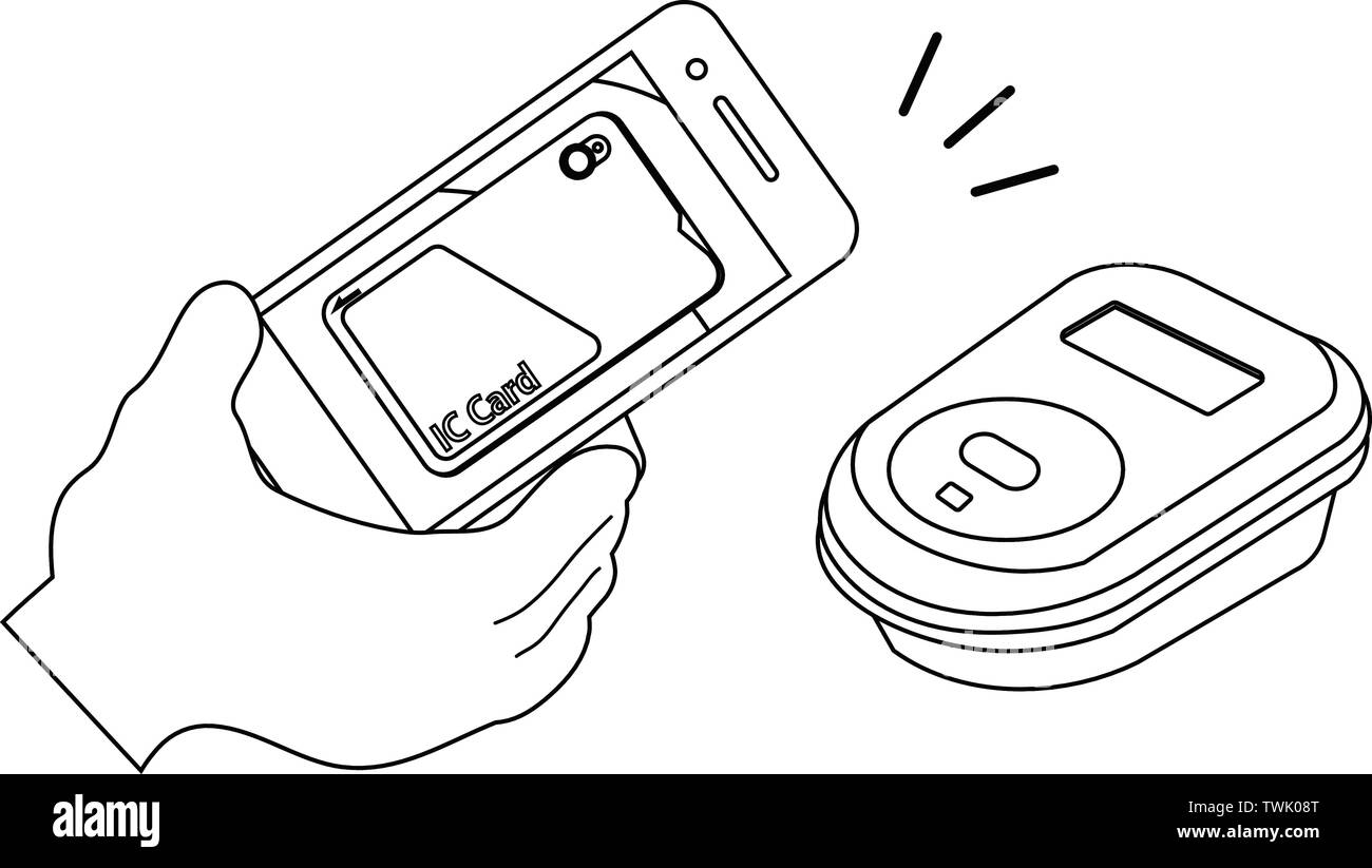 Questa è una illustrazione del denaro elettronico il pagamento tramite smartphone. Illustrazione Vettoriale