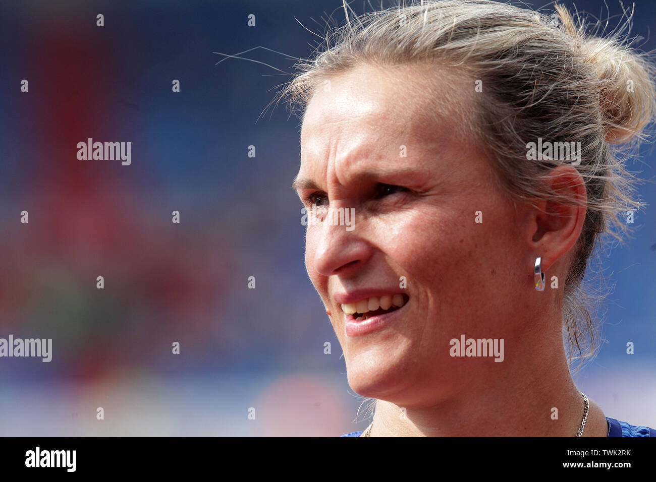 Barbora Spotakova (ceco) compete in giavellotto durante l'Ostrava Golden Spike, un incontro atletico della sfida mondiale IAAF, a Ostrava, Repub ceco Foto Stock