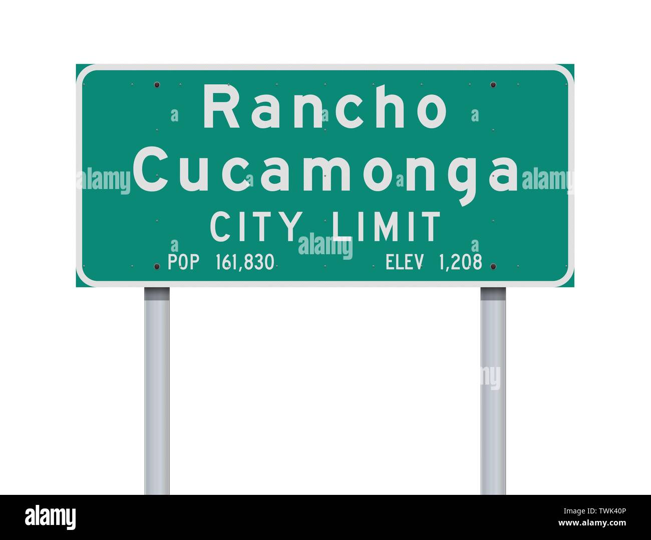 Illustrazione Vettoriale del Rancho Cucamonga Città verde limite cartello stradale Illustrazione Vettoriale