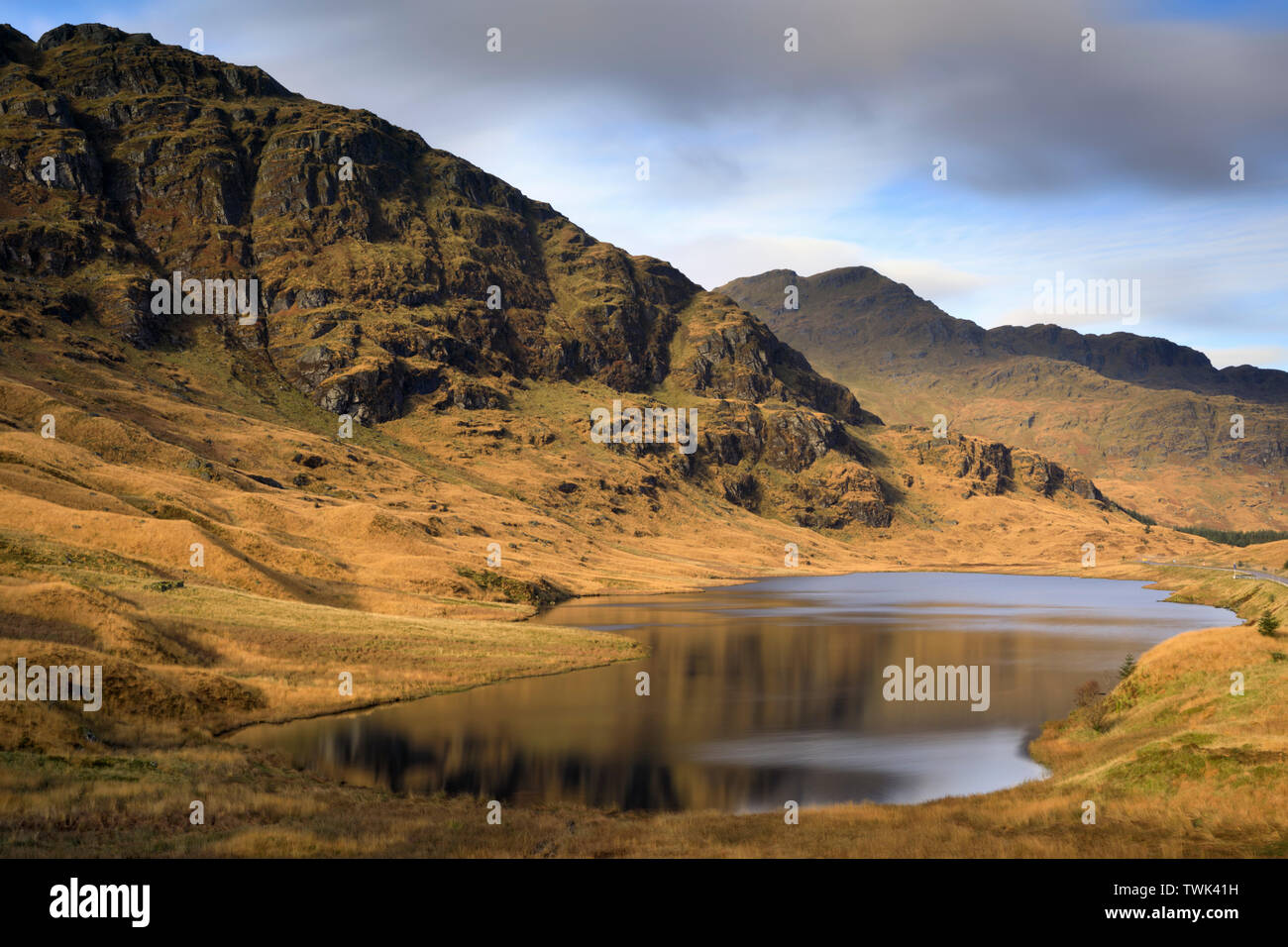 Loch Restil, vicino a riposo e di essere grati al Loch Lomond e il Trossachs National Park. Foto Stock