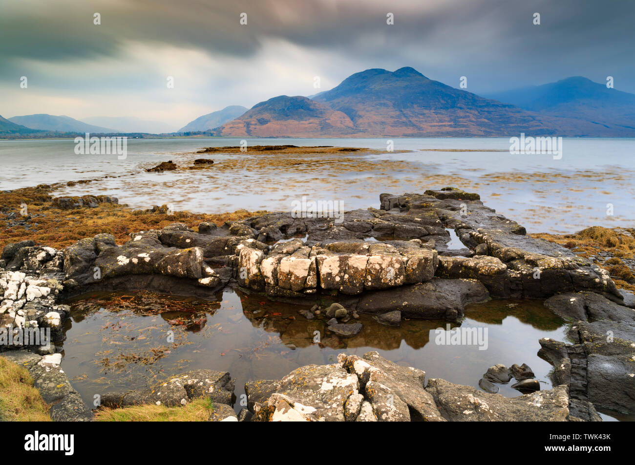 Loch na Keal sull'Isle of Mull. Foto Stock