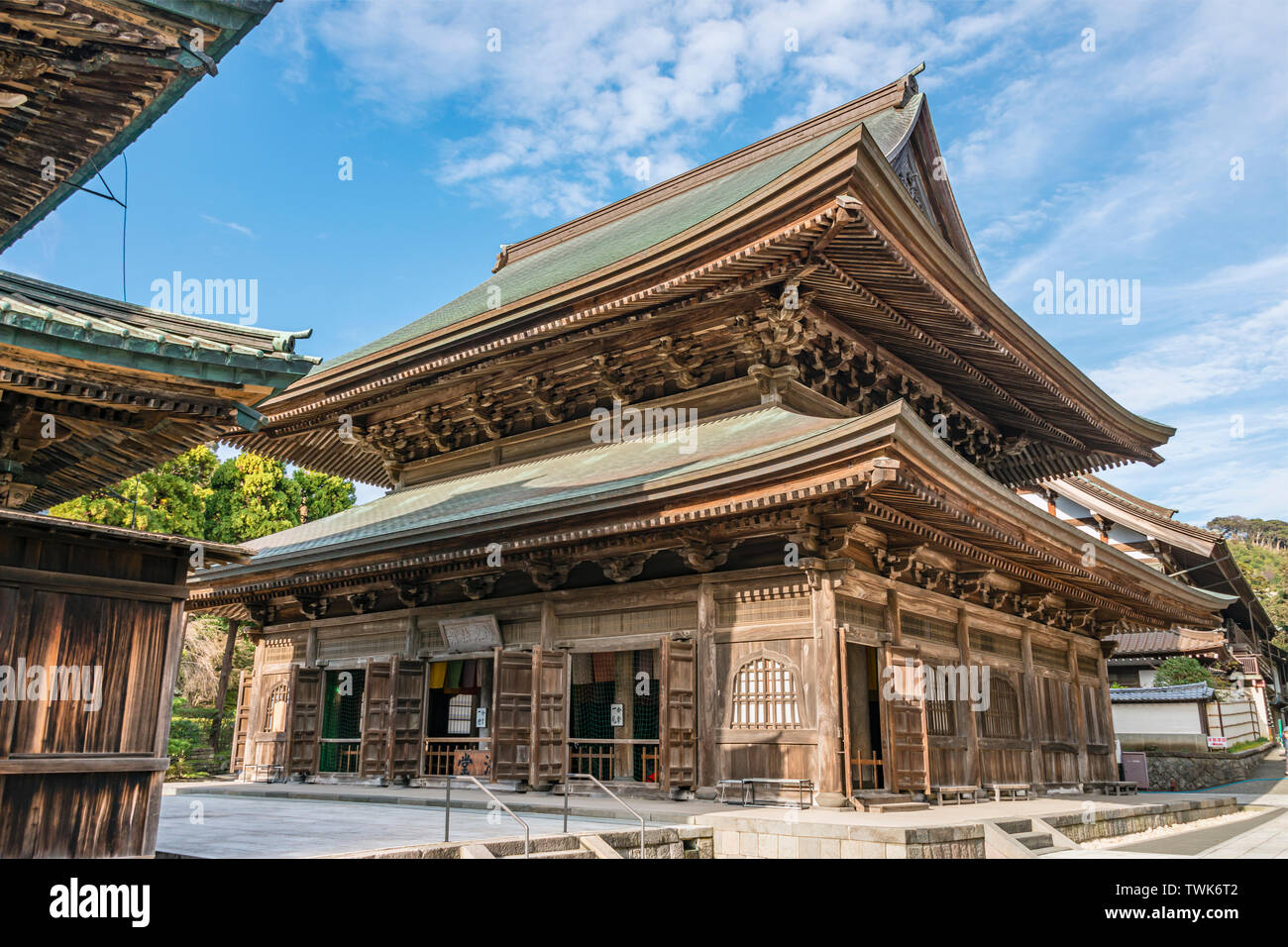 Sala Hatto al tempio Kencho-ji, Kamakura, Kanagawa, Giappone Foto Stock