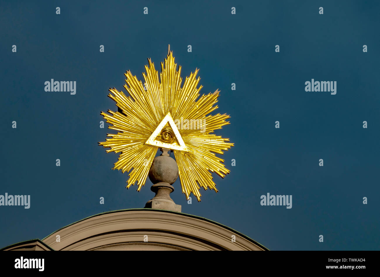 Golden sun ray simbolo in Monaco di Baviera Baviera, fiducia convinzione illuminati Foto Stock