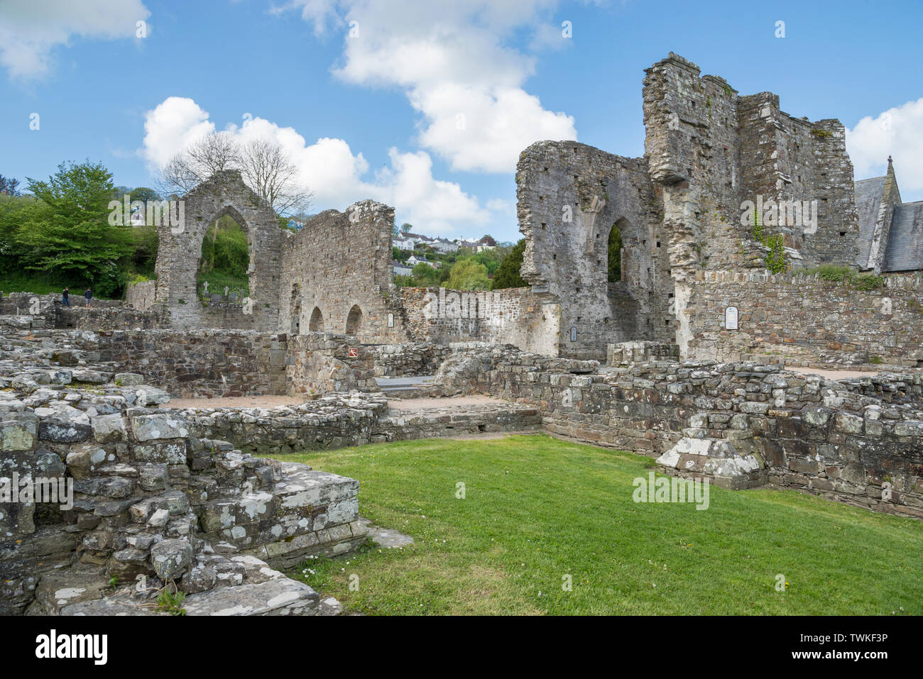 Le rovine di San Dogmaels abbazia vicino Cardigan nel Galles Occidentale. Foto Stock