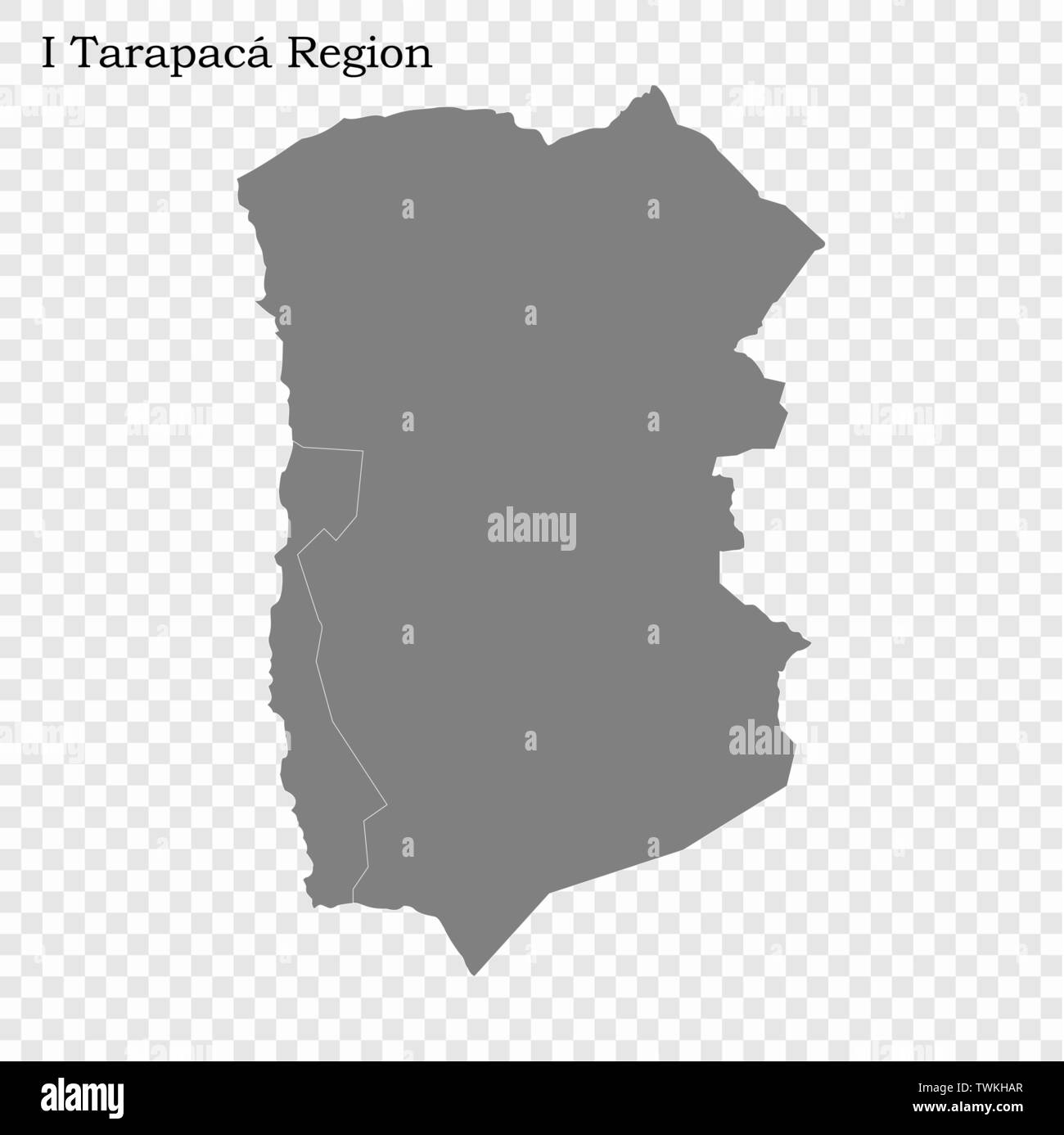 Alta qualità mappa di Tarapaca è una regione del Cile, con i confini delle province Illustrazione Vettoriale
