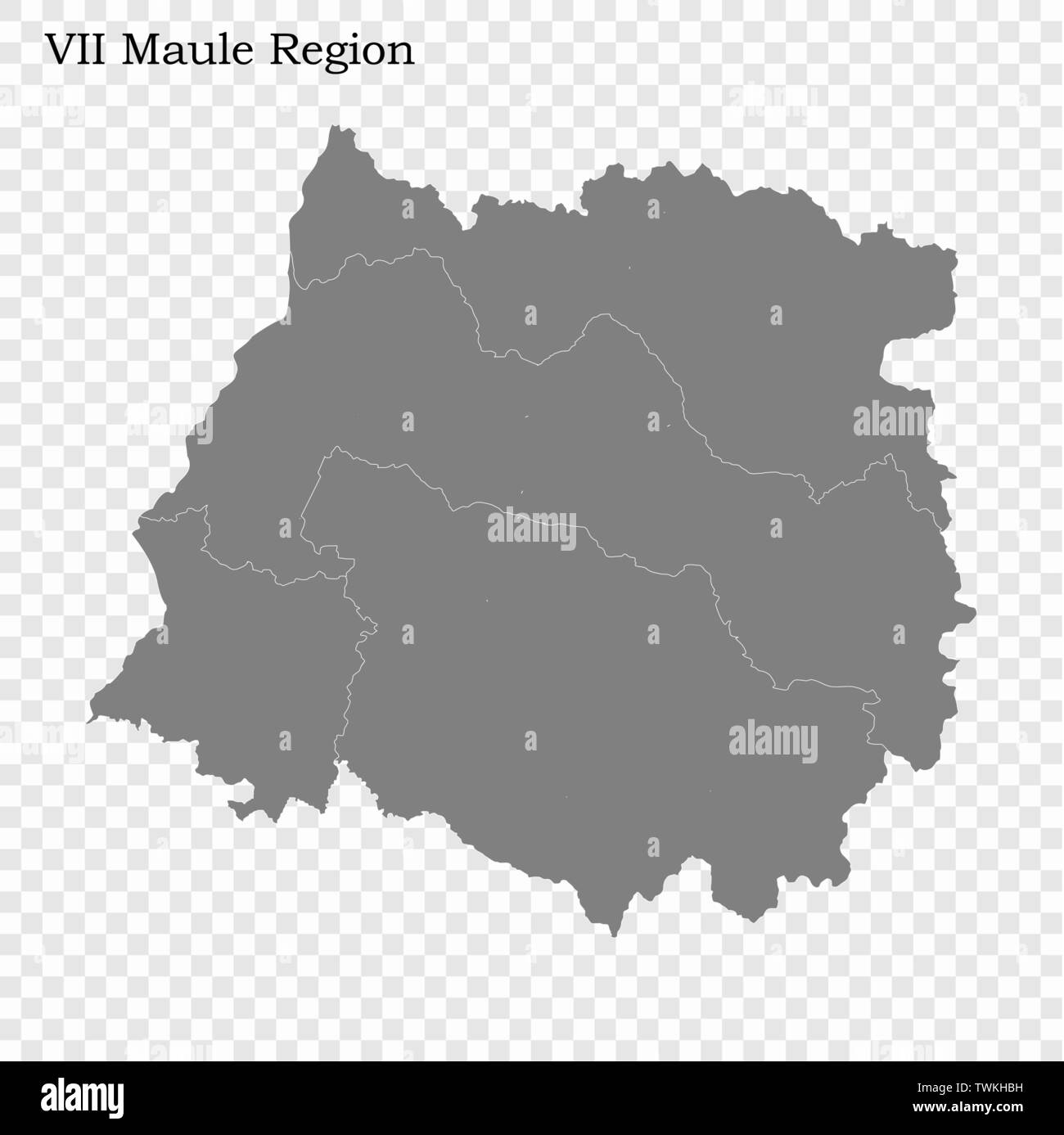 Alta qualità mappa di Maule è una regione del Cile, con i confini delle province Illustrazione Vettoriale