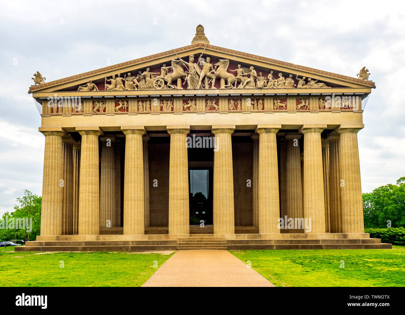 Scala completa replica del Partenone in Centennial Park Nashville Tennessee negli Stati Uniti. Foto Stock