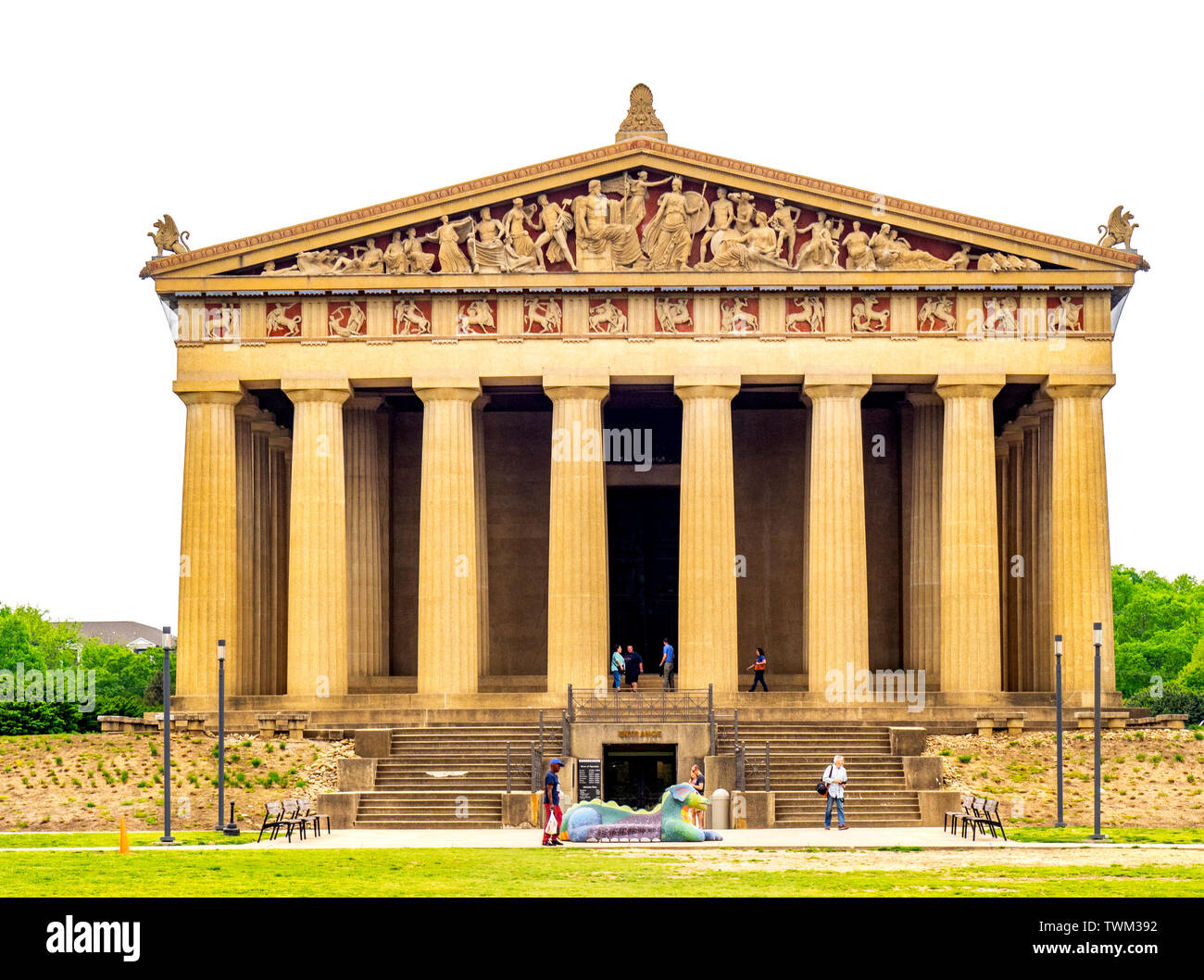 Scala completa replica del Partenone in Centennial Park Nashville Tennessee negli Stati Uniti. Foto Stock