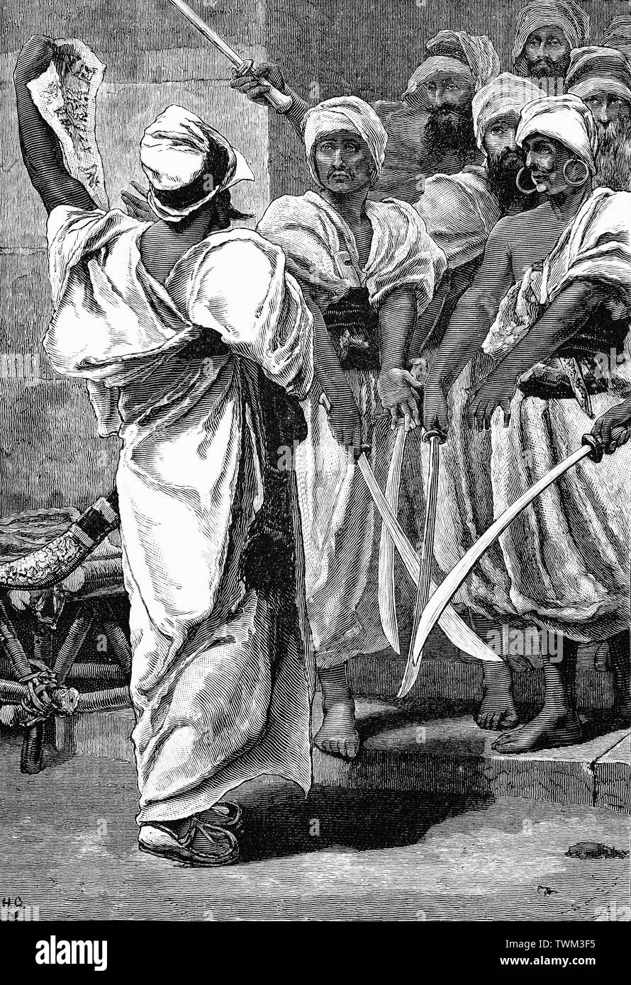 Bagaeus ( 520-517 BCE), figlio di Artontes e un nobile Achemenide, la consegna di un messaggio al riparo persiano. Egli è stato ordinato da Dario I per uccidere Oroetes, il satrap rebelious, o governatore provinciale, di Lidia. Meglio conosciuta come l'assassino di Polycrates di Samos, Bagaeus utilizzato l'ordini scritto da Dario al fine di assicurare a sé dell'obbedienza delle guardie del corpo di Oreates agli ordini di Dario e quando assicurato, prodotto un ordine finale di uccidere Oroetes. Foto Stock