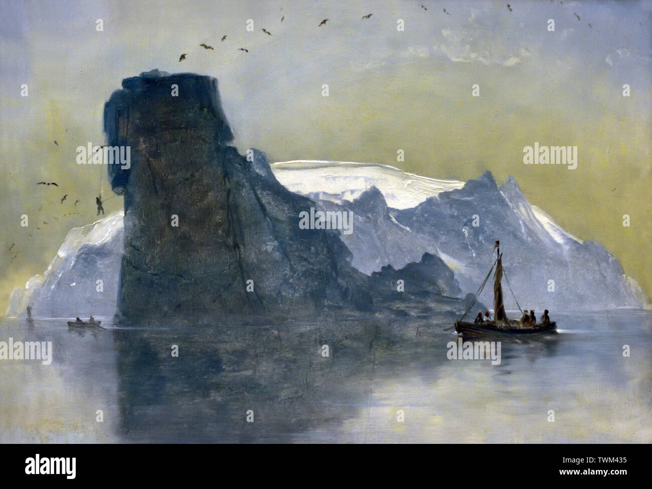 Vista di Fugle-Öe (Isola degli uccelli) Peder Balke 1804 - 1887 pittore norvegese.(egli è conosciuto per raffigurante il paesaggio della Norvegia in un romantico e drammatico ) Norvegia. Foto Stock