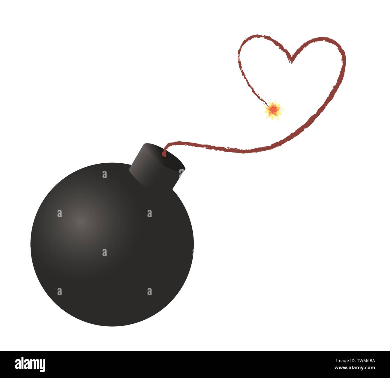 Bomba Icona cuore , bomba è pronta ad esplodere , cuore attack icona Foto Stock