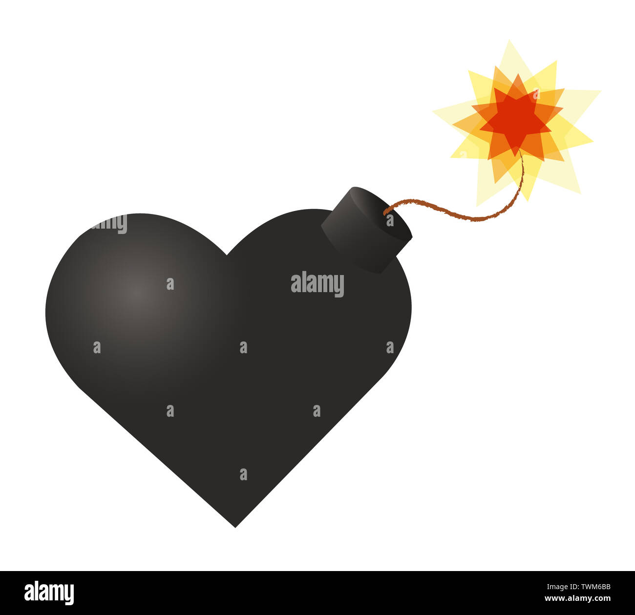 Bomba Icona cuore , bomba è pronta ad esplodere , cuore attack icona Foto Stock