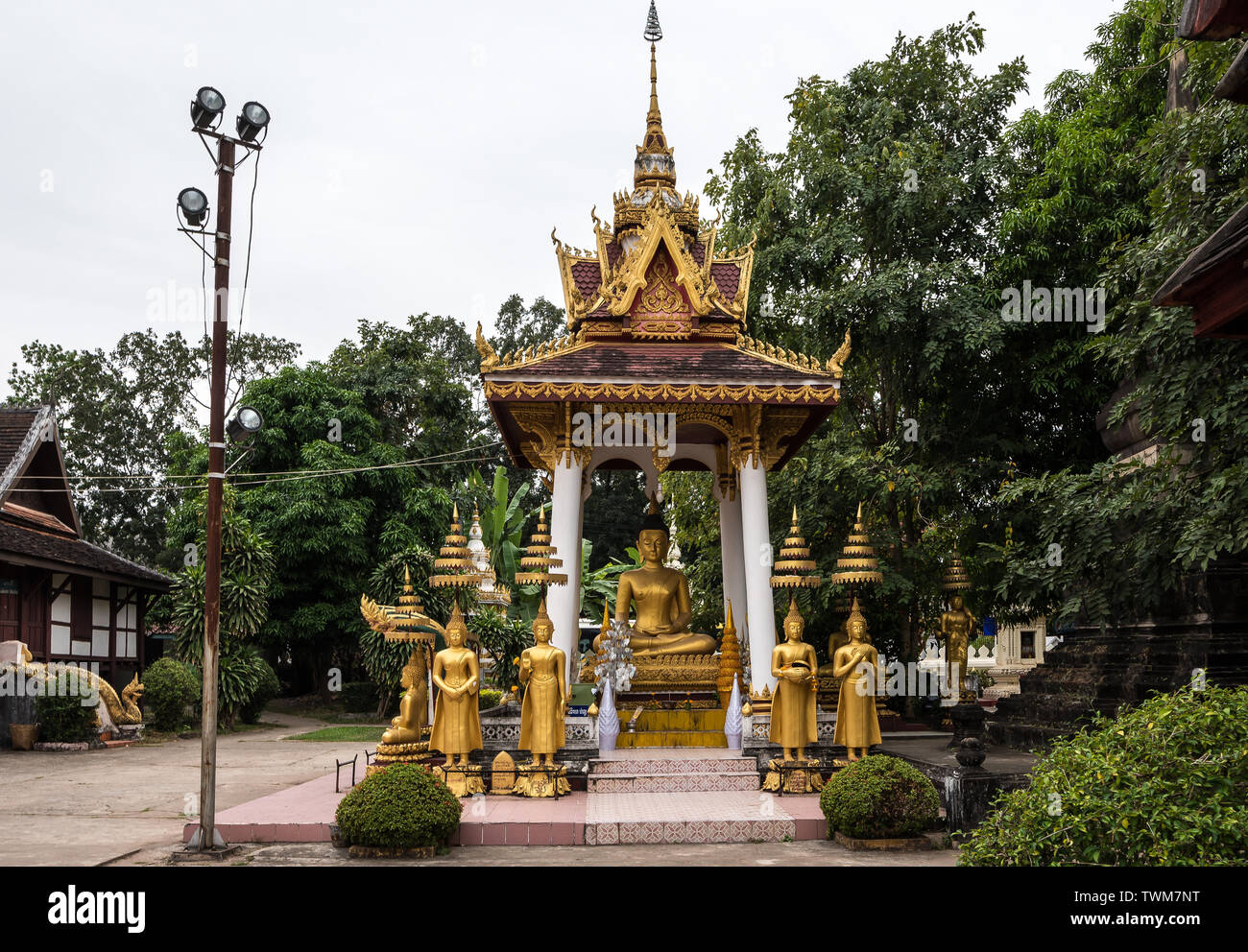 Wat Si Saket è un tempio buddista che detenute in precedenza il Buddha di Smeraldo. Viaggi in città di Vientiane, Laos. Foto Stock