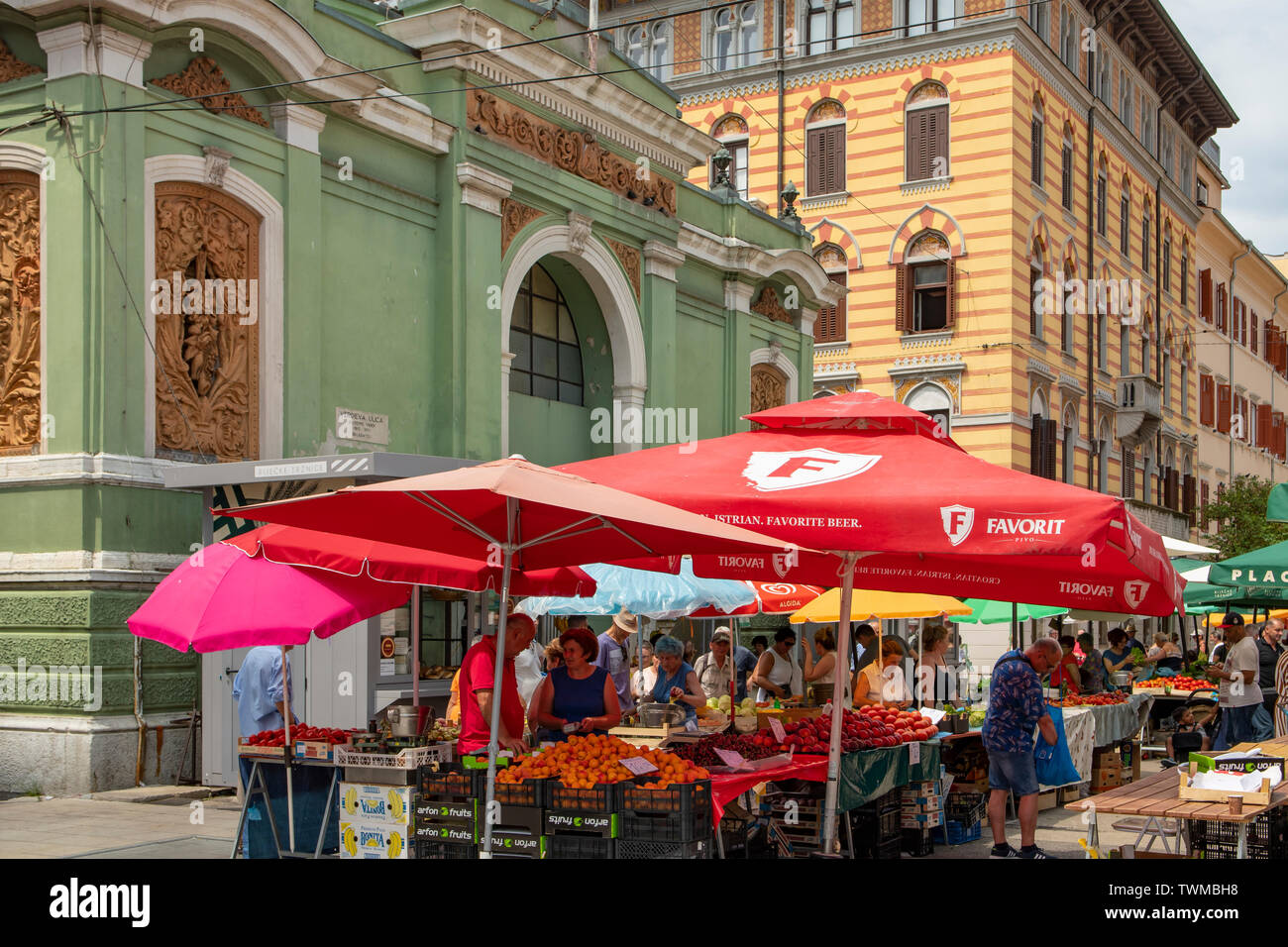 Mercato giornaliero a Rijeka, Croazia Foto Stock