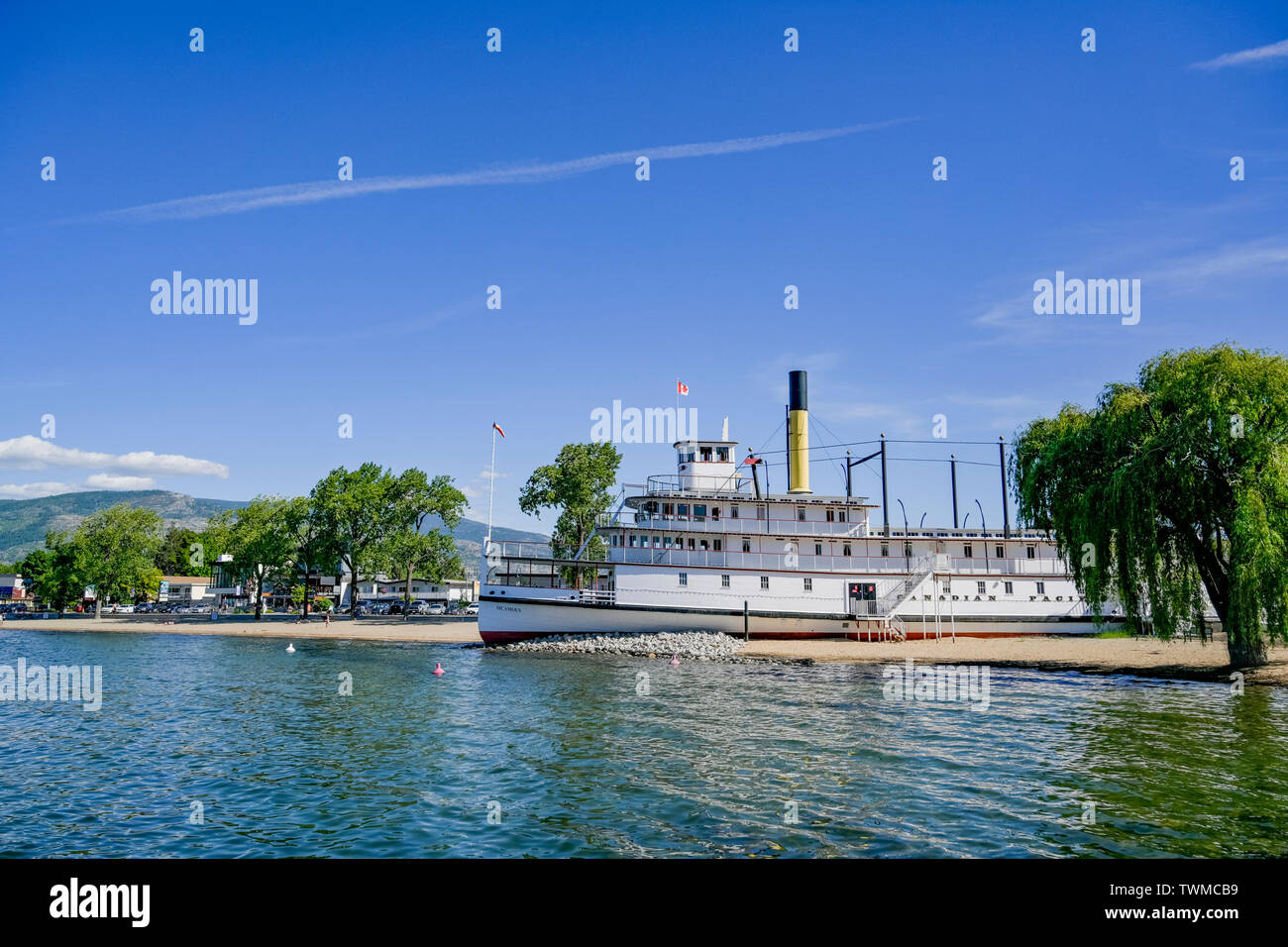 Stern wheeler, SS Sicamous, Penticton, Okanagan Valley, British Columbia, Canada Foto Stock