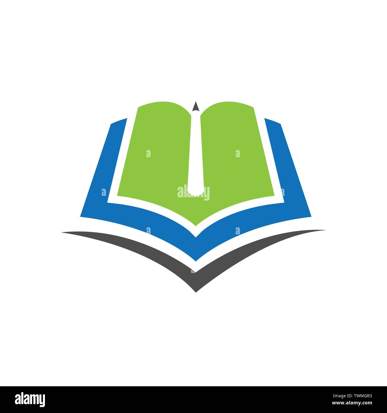 Educational logo logo di apprendimento prenota con matita in spazio negativo Illustrazione Vettoriale