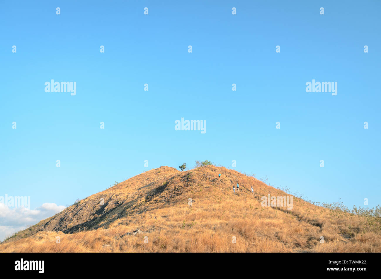 Una collina con cielo blu in background, a Labuan Bajo, Indonesia Foto Stock